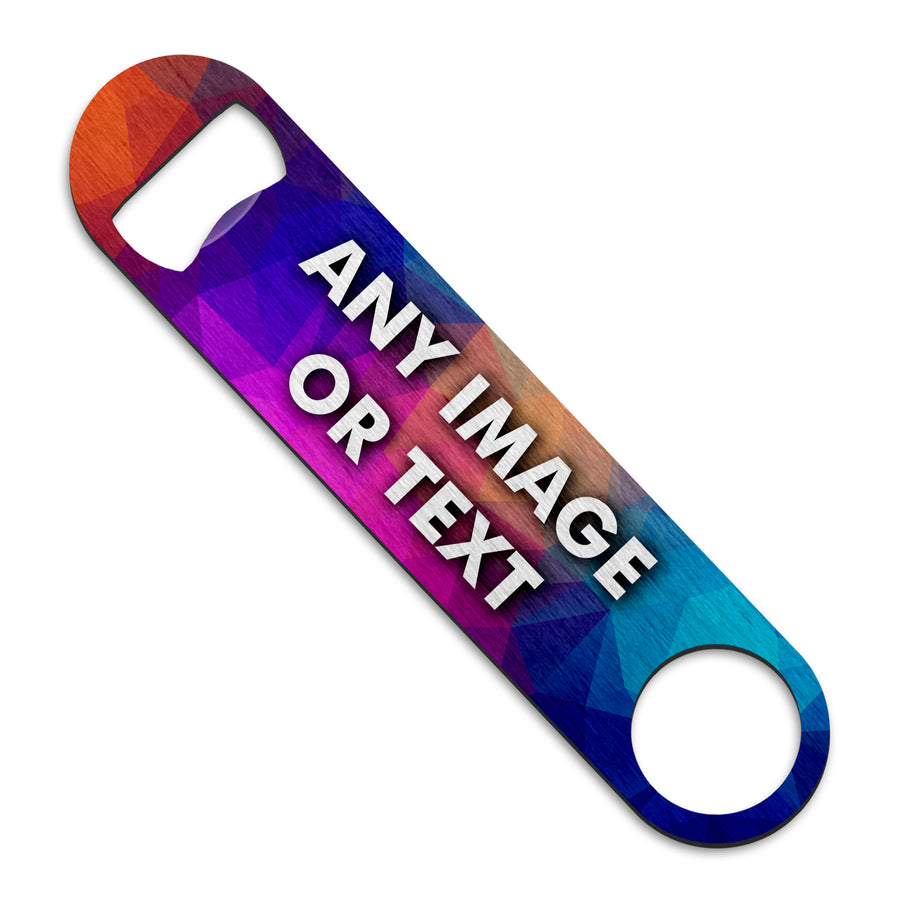 Personalised Any Image / Text Stainless Steel Bar Blade Bottle Opener