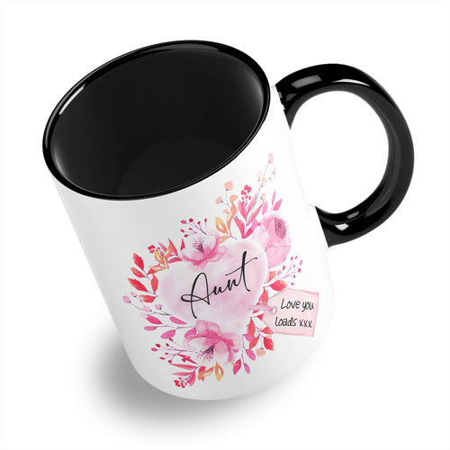 Floral Watercolour Heart With Tag (Relation) Ceramic Coffee / Tea Mug