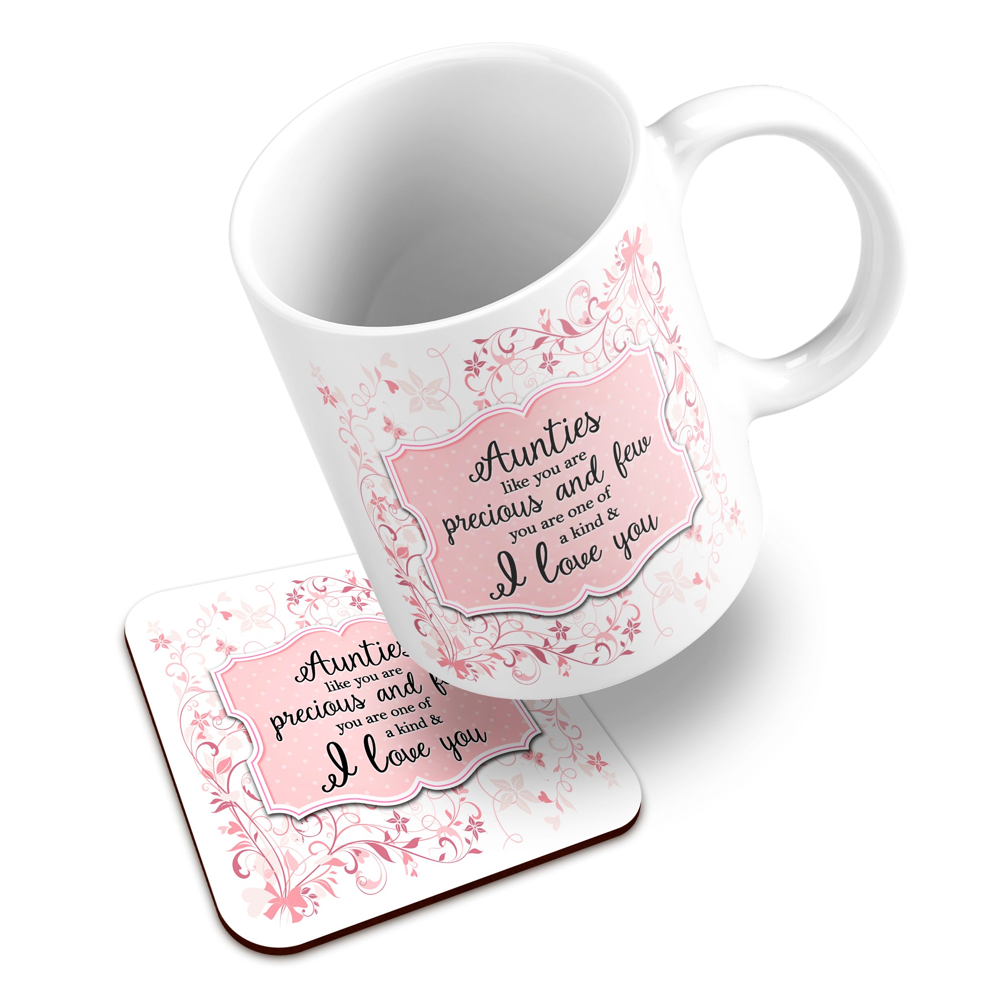 You Are One Of A Kind I Love You (Relation) Floral Ceramic Mug With High-Gloss Coaster