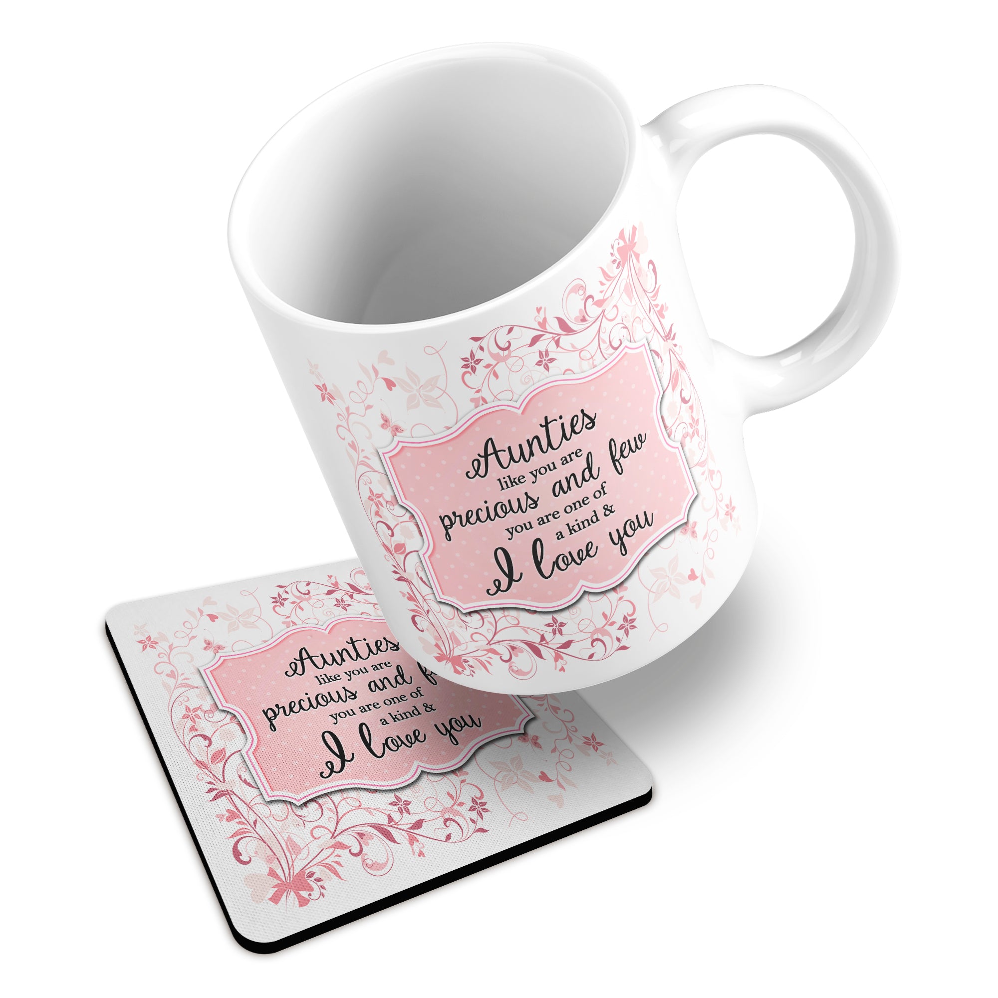 You Are One Of A Kind I Love You (Relation) Floral Ceramic Mug With Rubber Coaster
