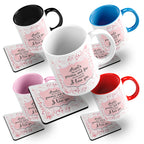 You Are One Of A Kind I Love You (Relation) Floral Ceramic Mug With Rubber Coaster