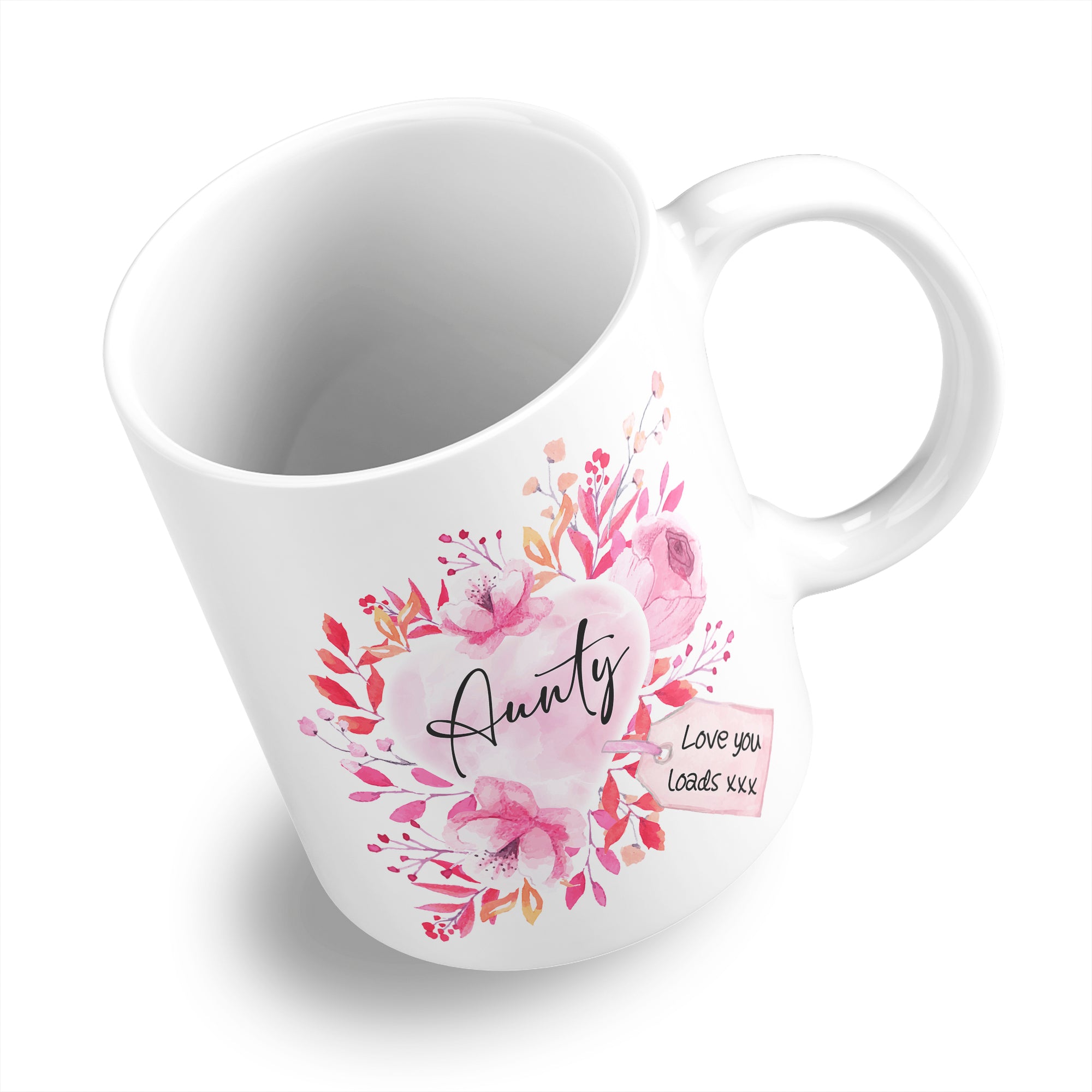 Floral Watercolour Heart With Tag (Relation) Ceramic Coffee / Tea Mug