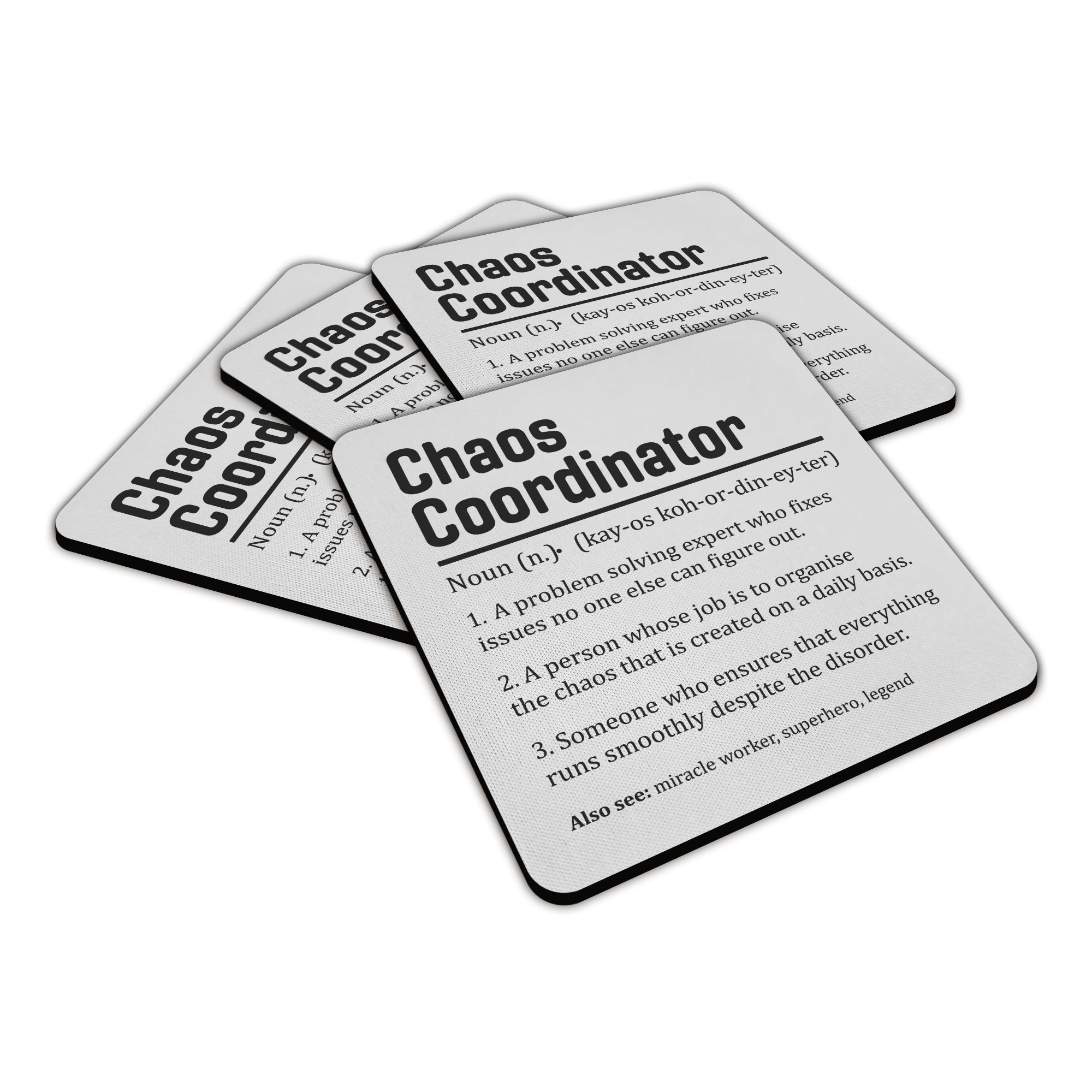 Chaos Coordinator Sarcastic Definition Square Fabric / Rubber Coaster