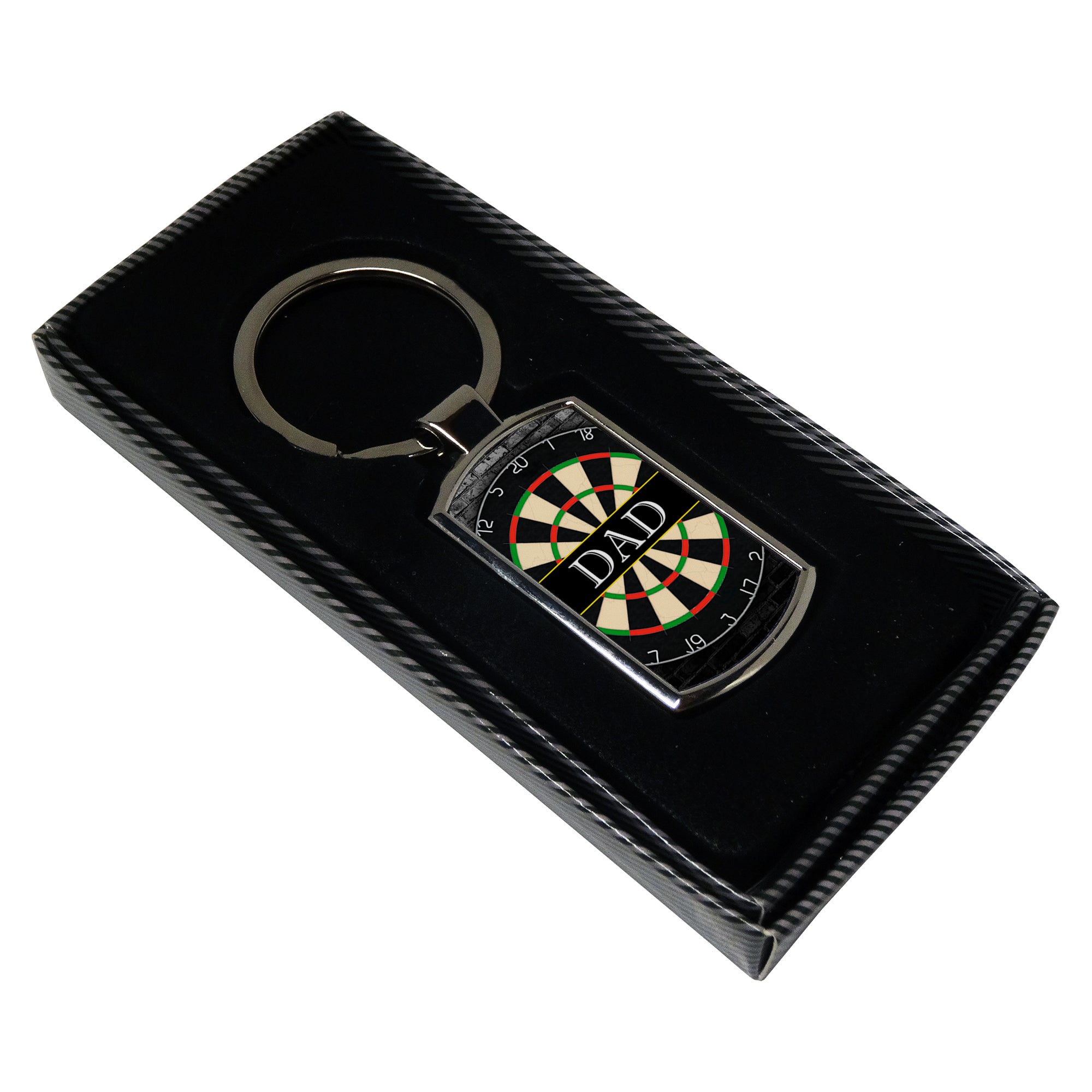 Dad (Dartboard) Rectangle Metal Keyring (Curved Edge)