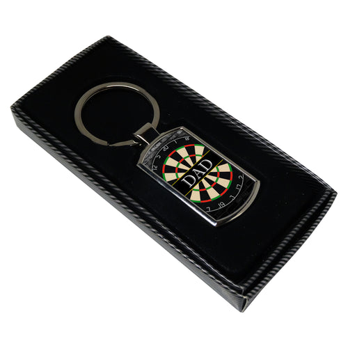 Dad (Dartboard) Rectangle Metal Keyring (Curved Edge)