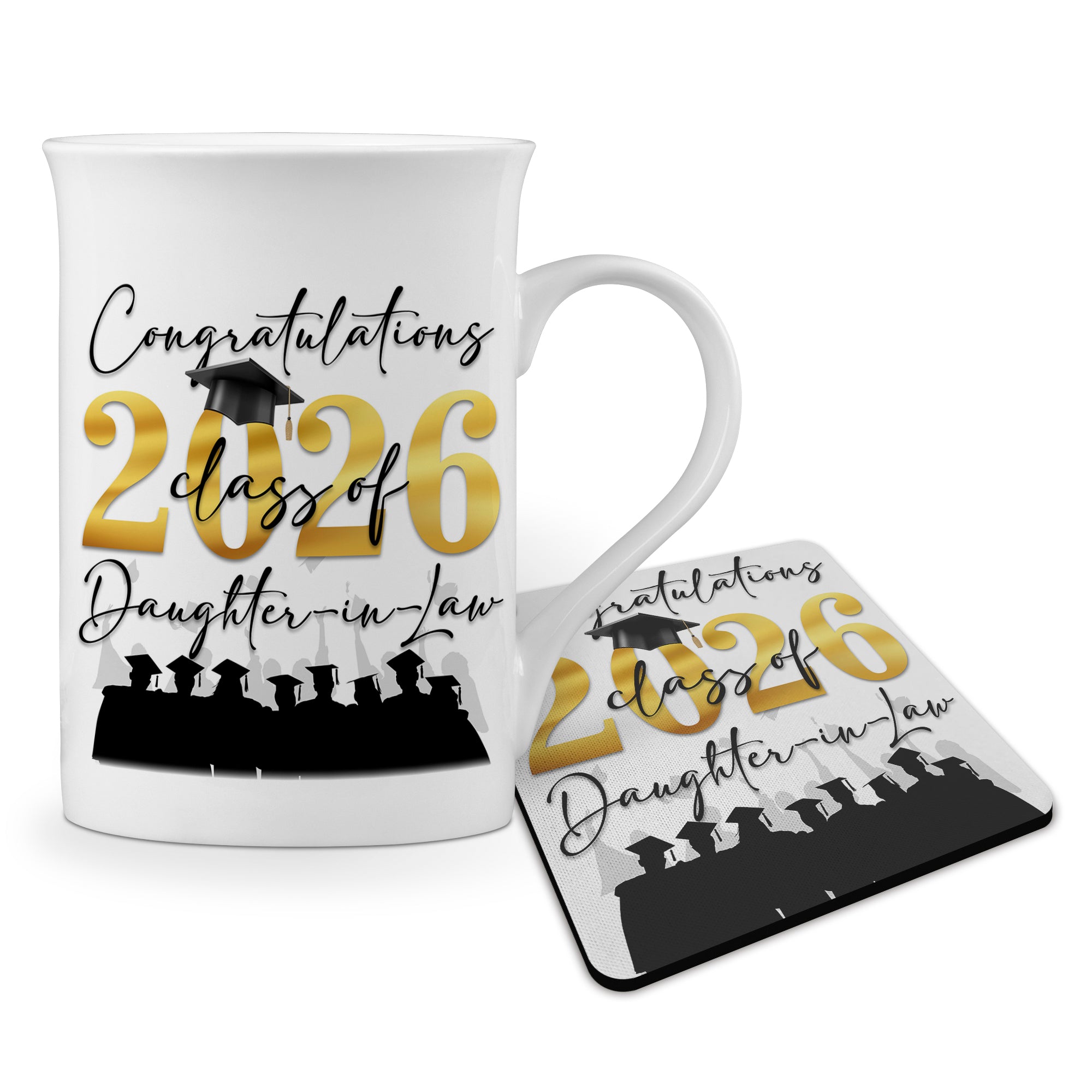 Congratulations on your Graduation Class of 2026 (Relation) Windsor Bone China Mug With Rubber Coaster