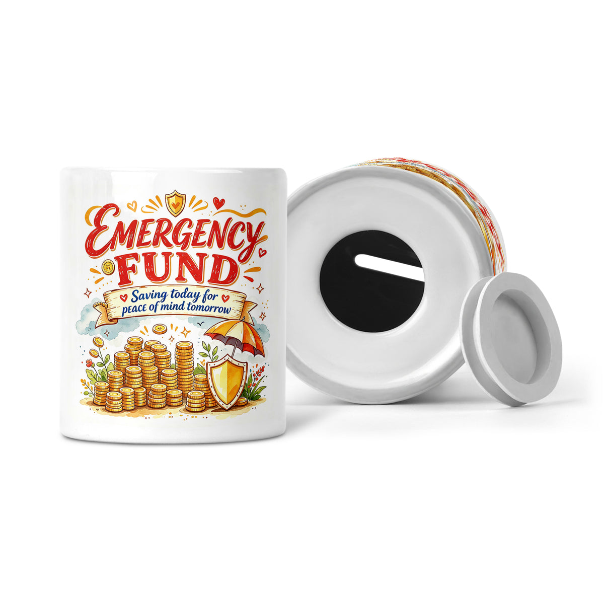 Emergency Fund - Saving Today For Peace Of Mind Tomorrow Ceramic Money Box