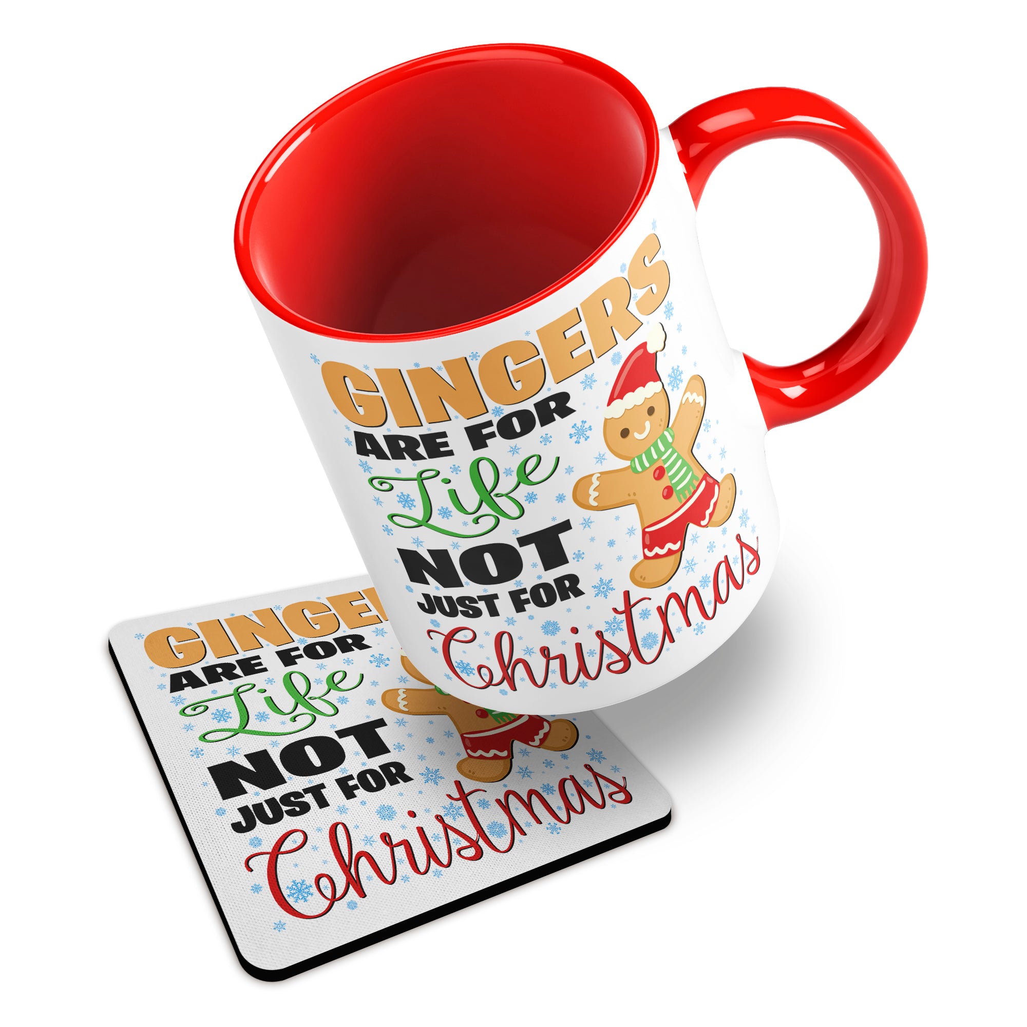Gingers Are For Life Not Just For Christmas Ceramic Mug With Rubber Coaster