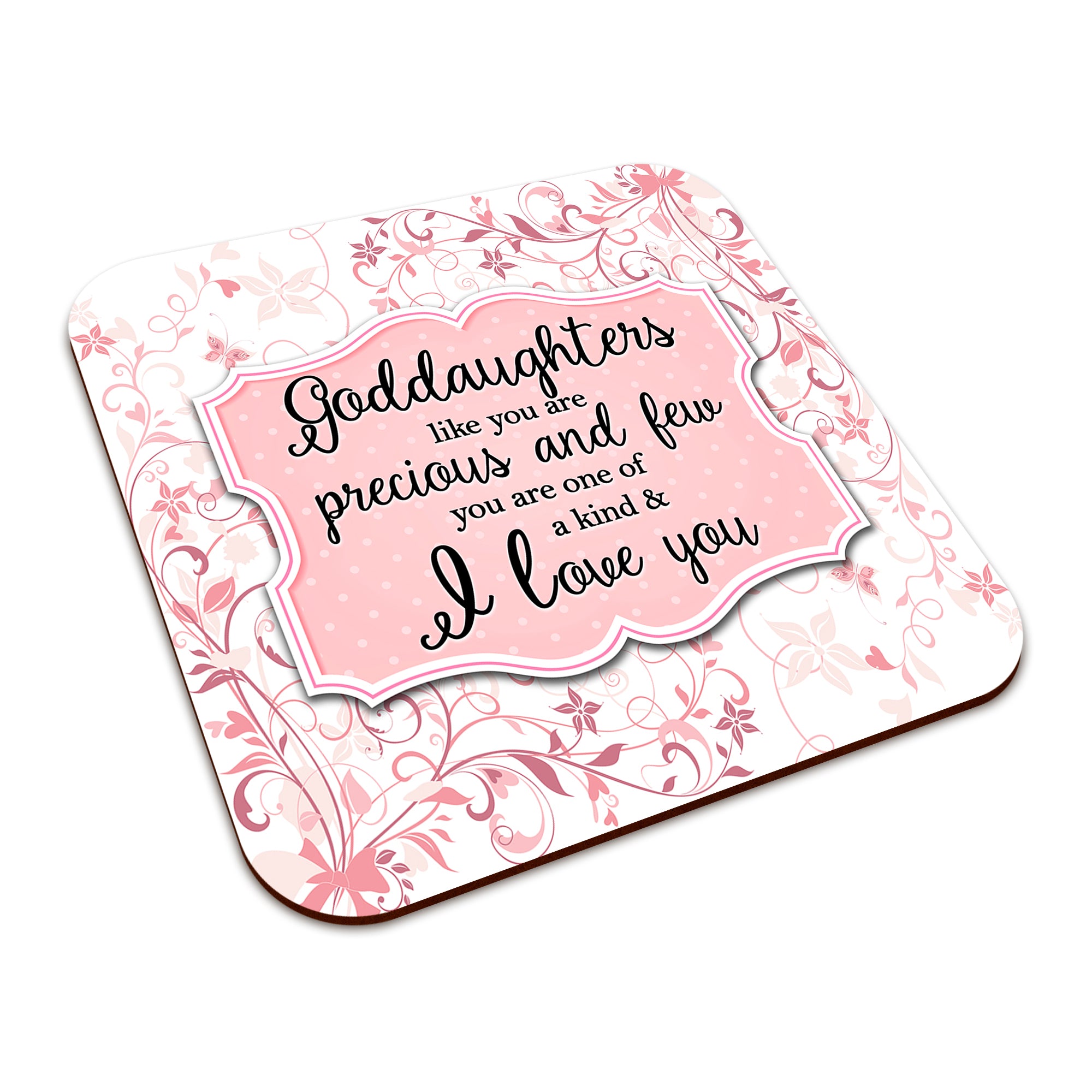 You Are One Of A Kind I Love You (Relation) Floral Square Smooth High-Gloss Finished Coaster