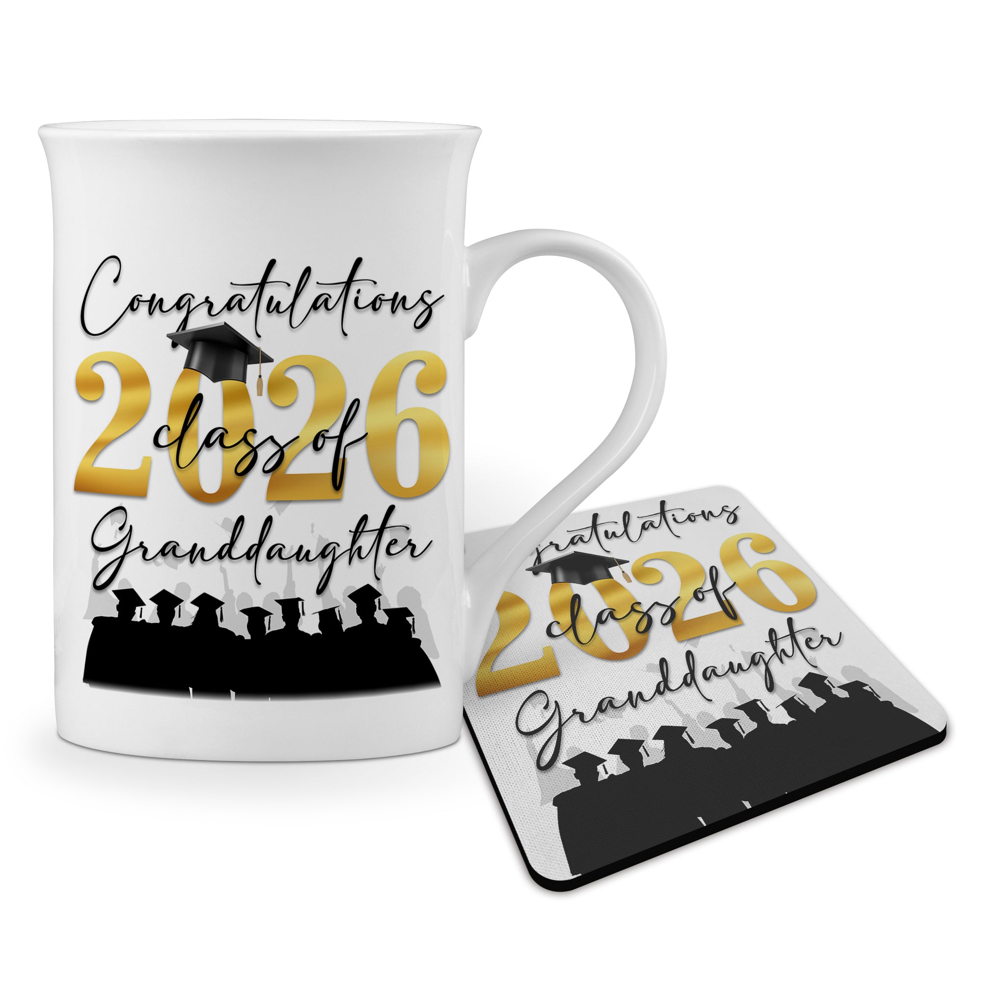 Congratulations on your Graduation Class of 2026 (Relation) Windsor Bone China Mug With Rubber Coaster