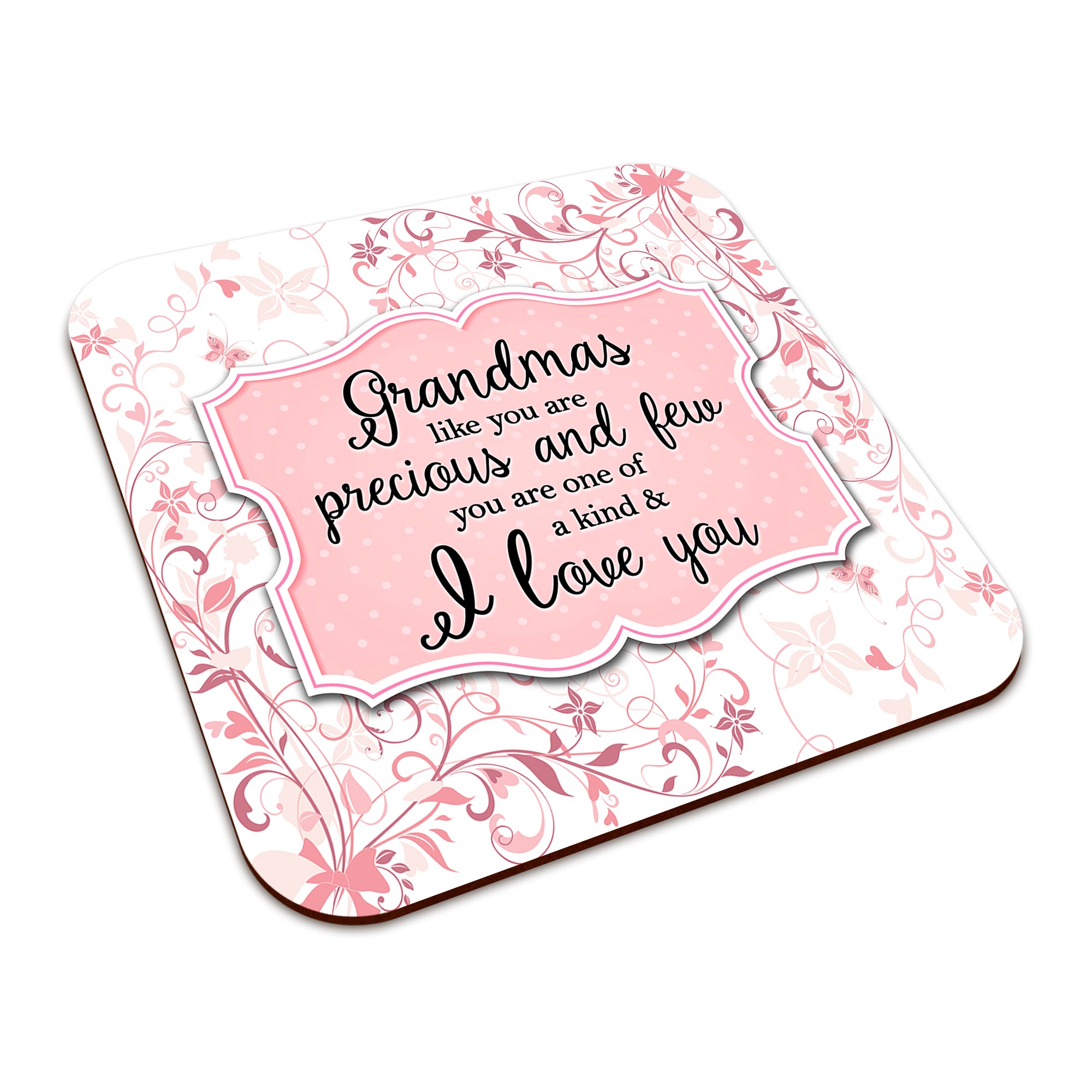 You Are One Of A Kind I Love You (Relation) Floral Square Smooth High-Gloss Finished Coaster