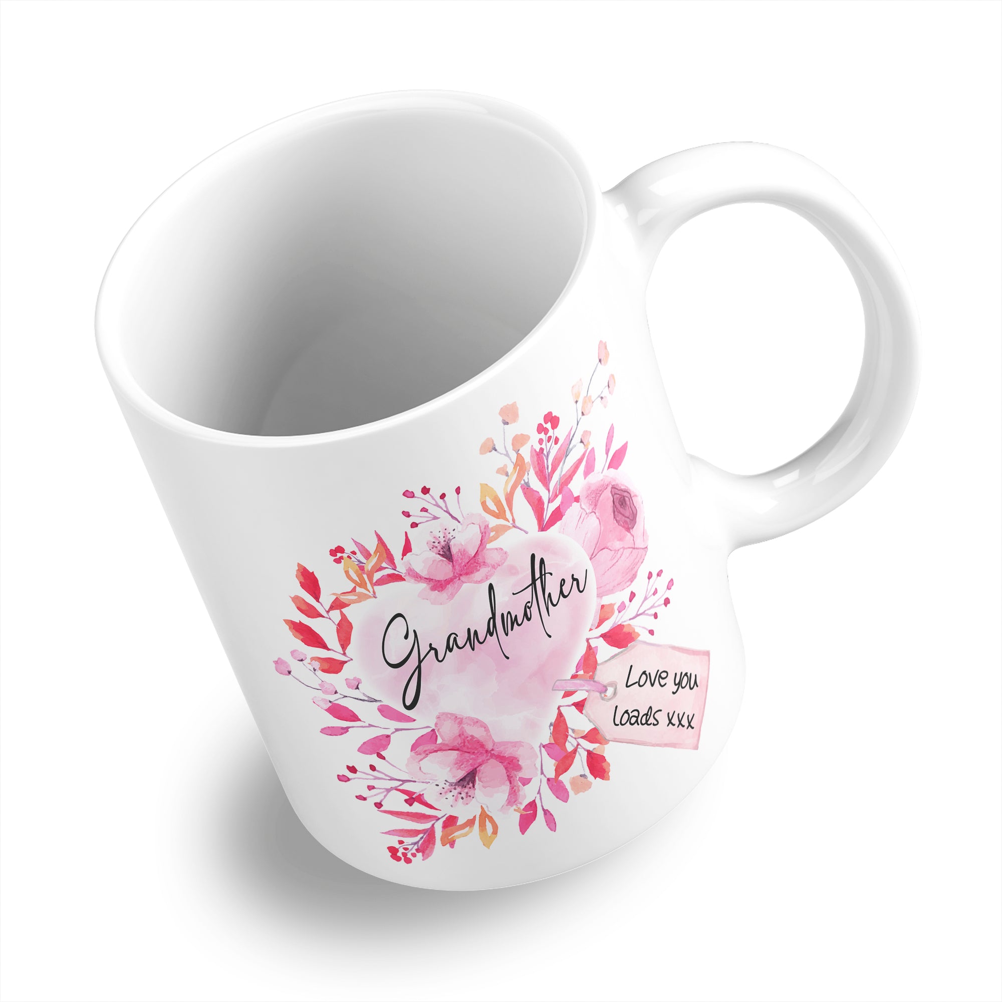 Floral Watercolour Heart With Tag (Relation) Ceramic Coffee / Tea Mug