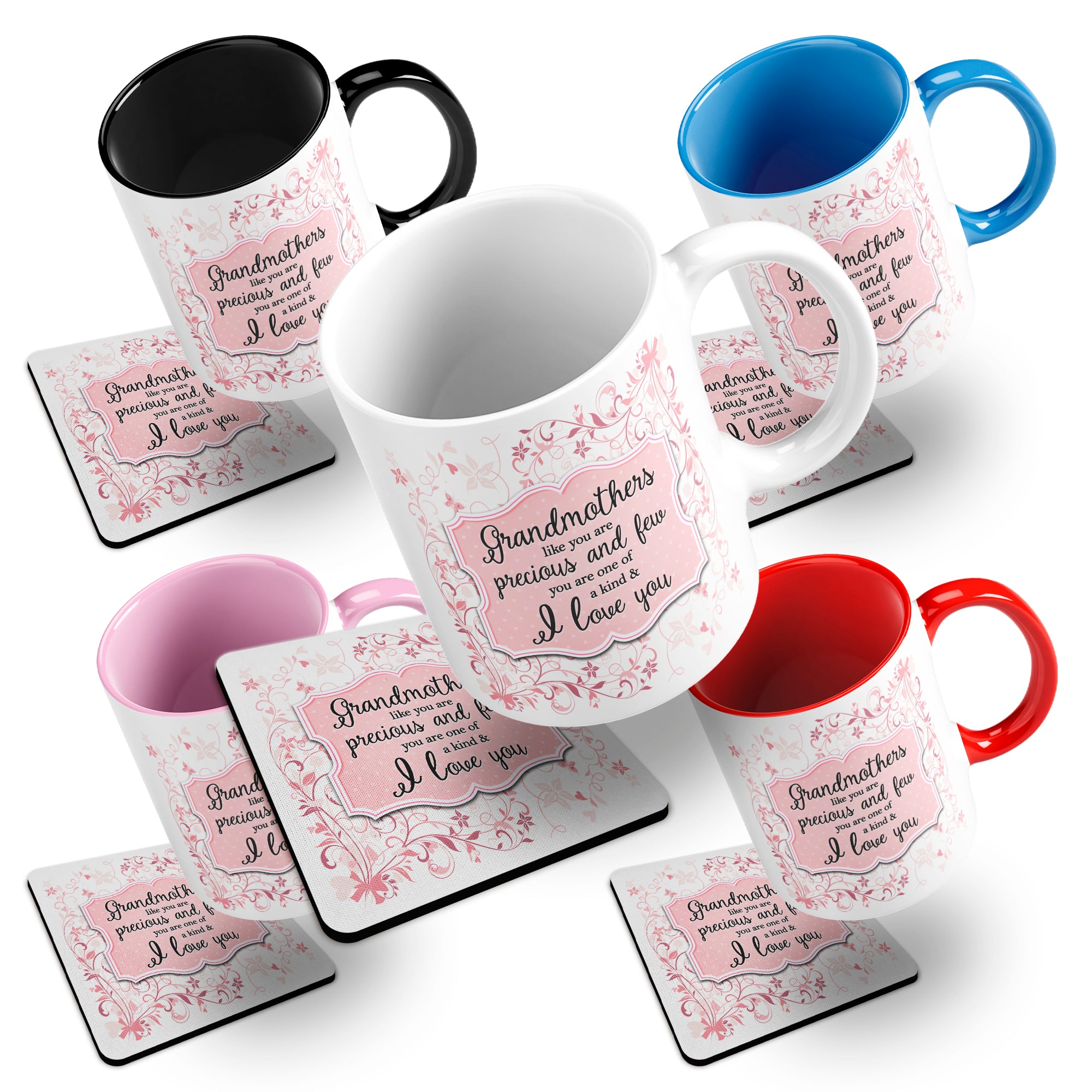 You Are One Of A Kind I Love You (Relation) Floral Ceramic Mug With Rubber Coaster