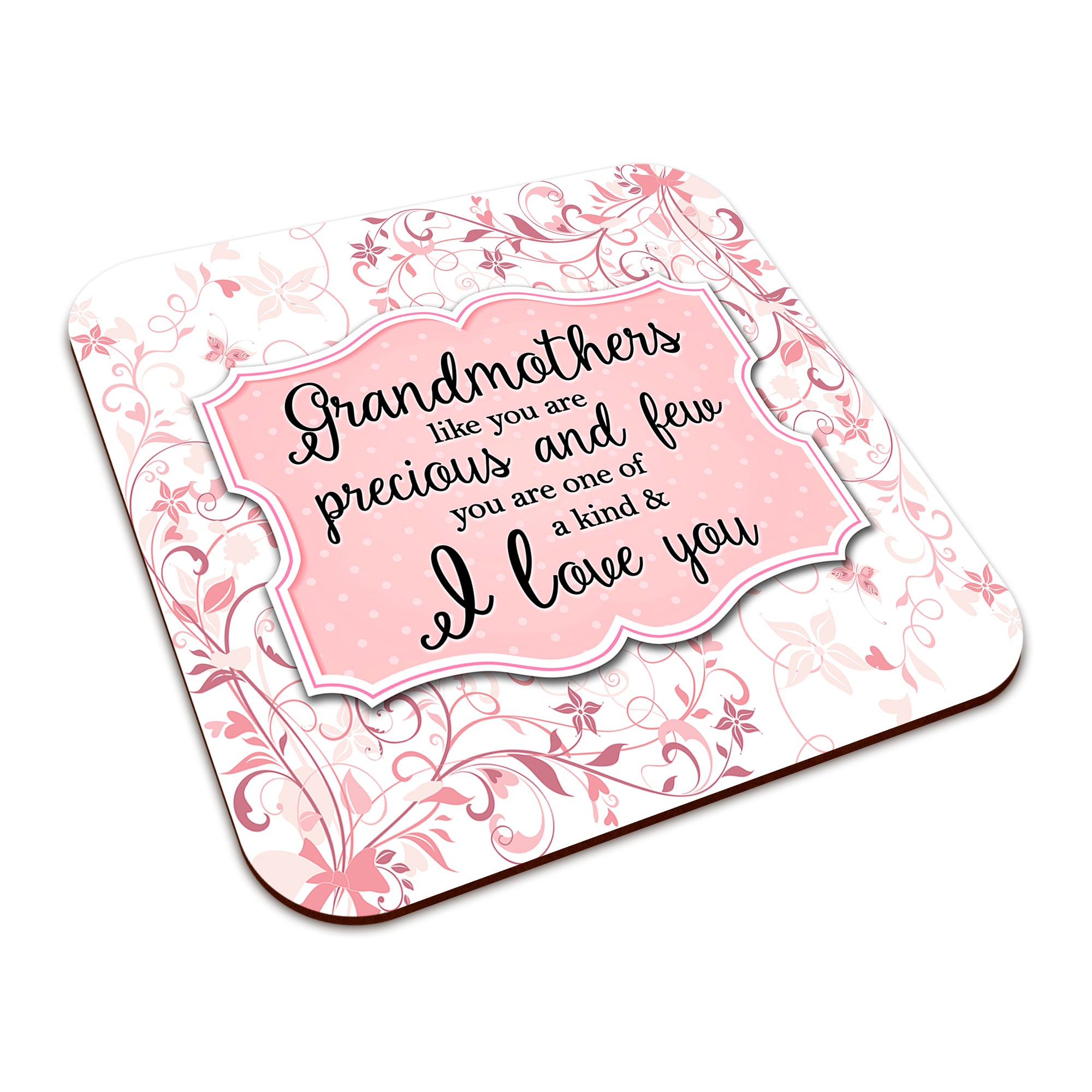 You Are One Of A Kind I Love You (Relation) Floral Square Smooth High-Gloss Finished Coaster