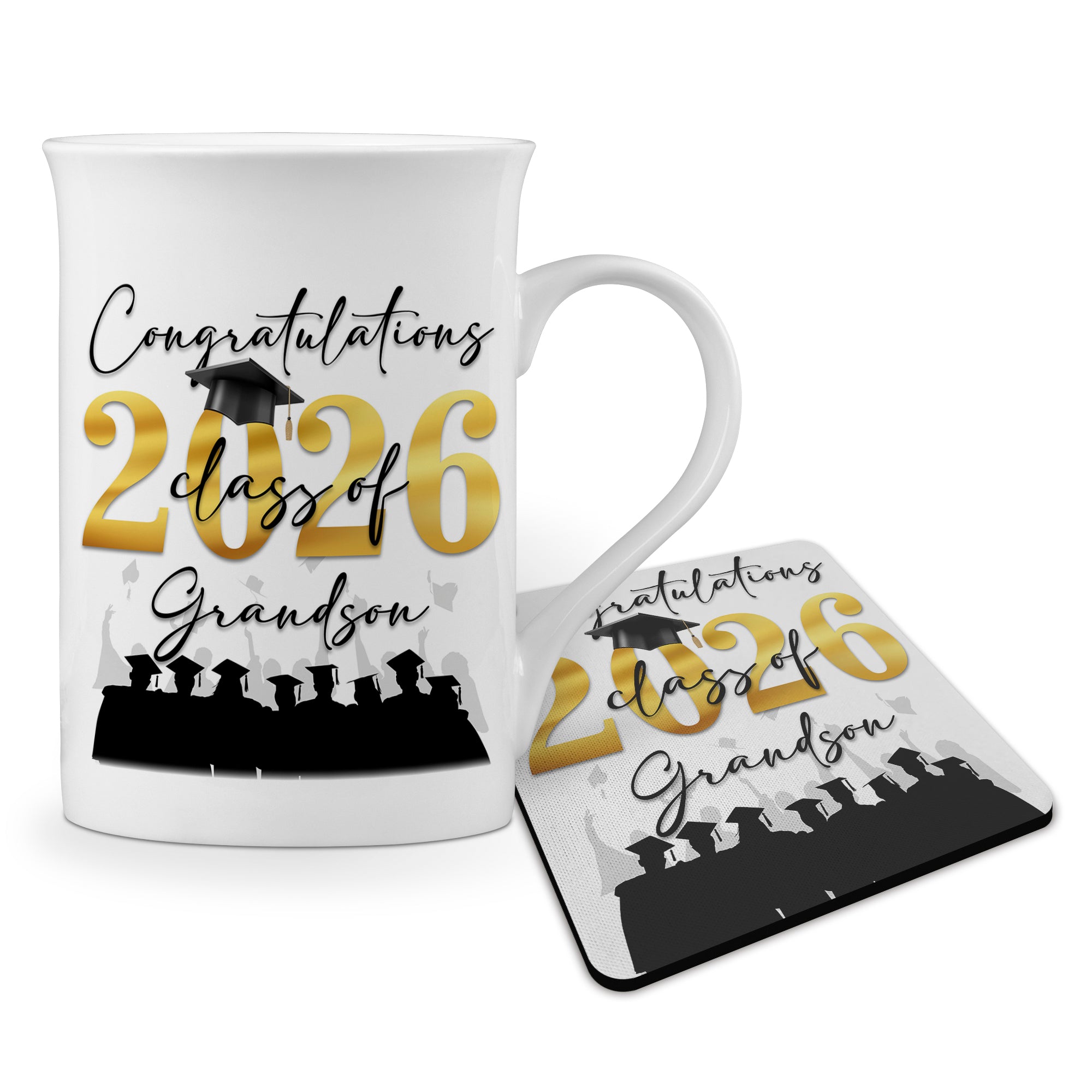Congratulations on your Graduation Class of 2026 (Relation) Windsor Bone China Mug With Rubber Coaster