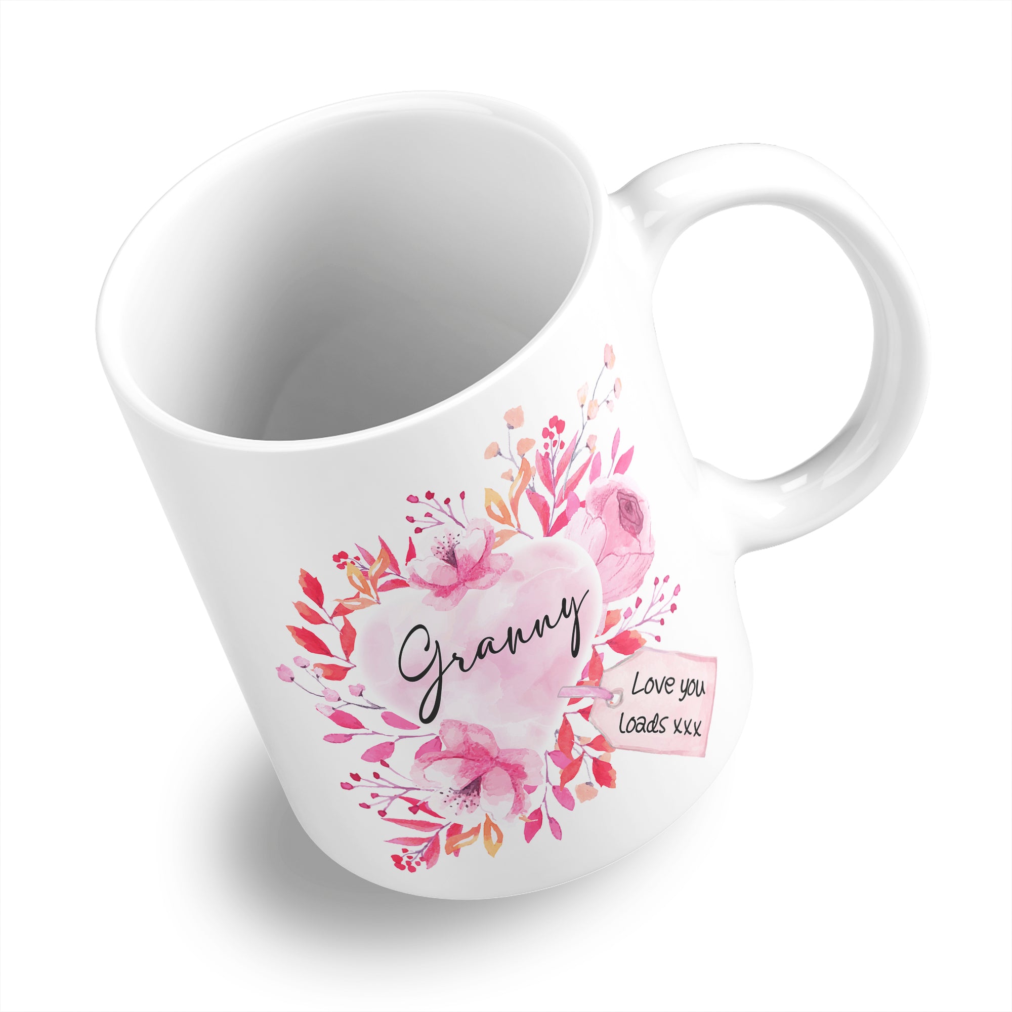 Floral Watercolour Heart With Tag (Relation) Ceramic Coffee / Tea Mug