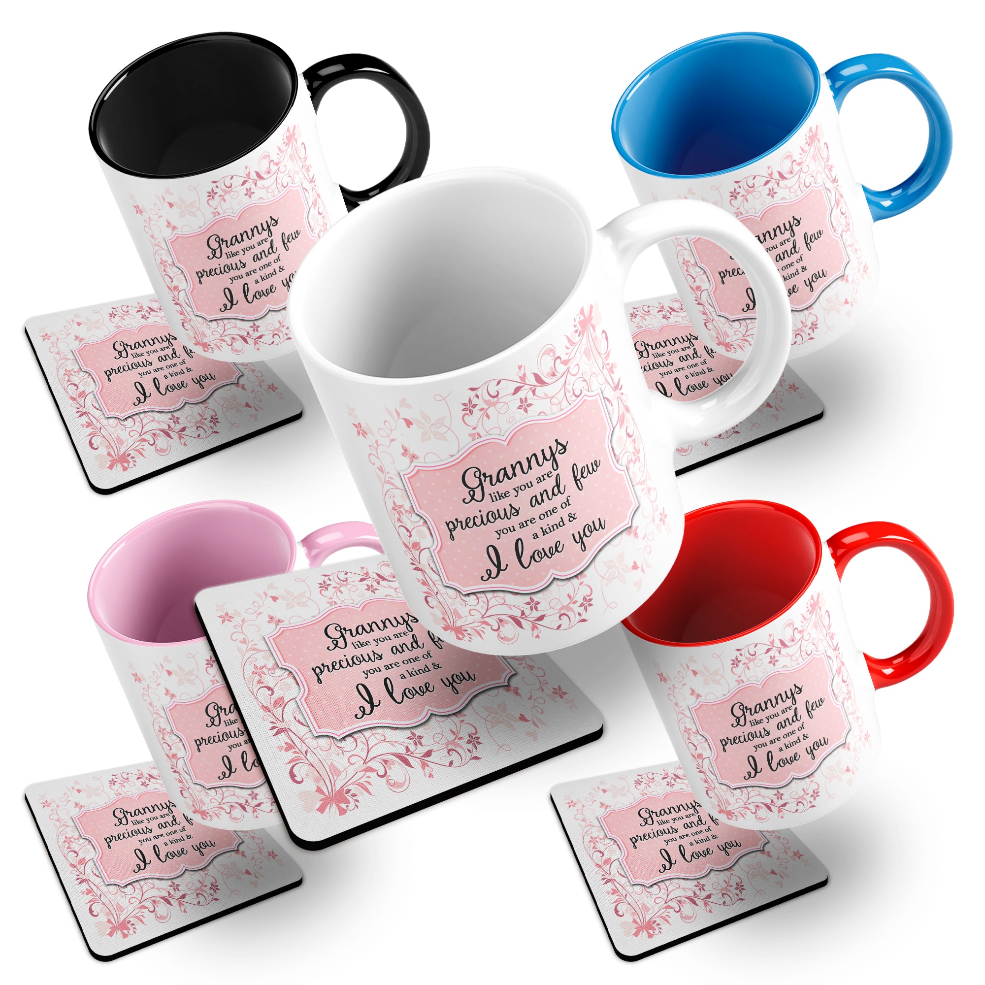 You Are One Of A Kind I Love You (Relation) Floral Ceramic Mug With Rubber Coaster