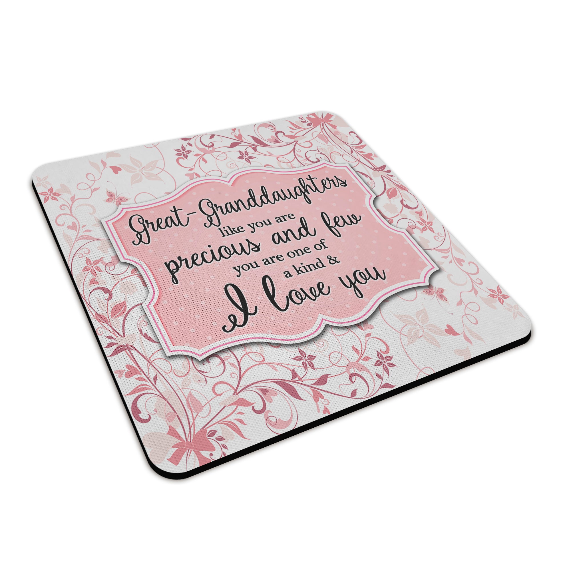 You Are One Of A Kind I Love You (Relation) Floral Square Fabric / Rubber Coaster
