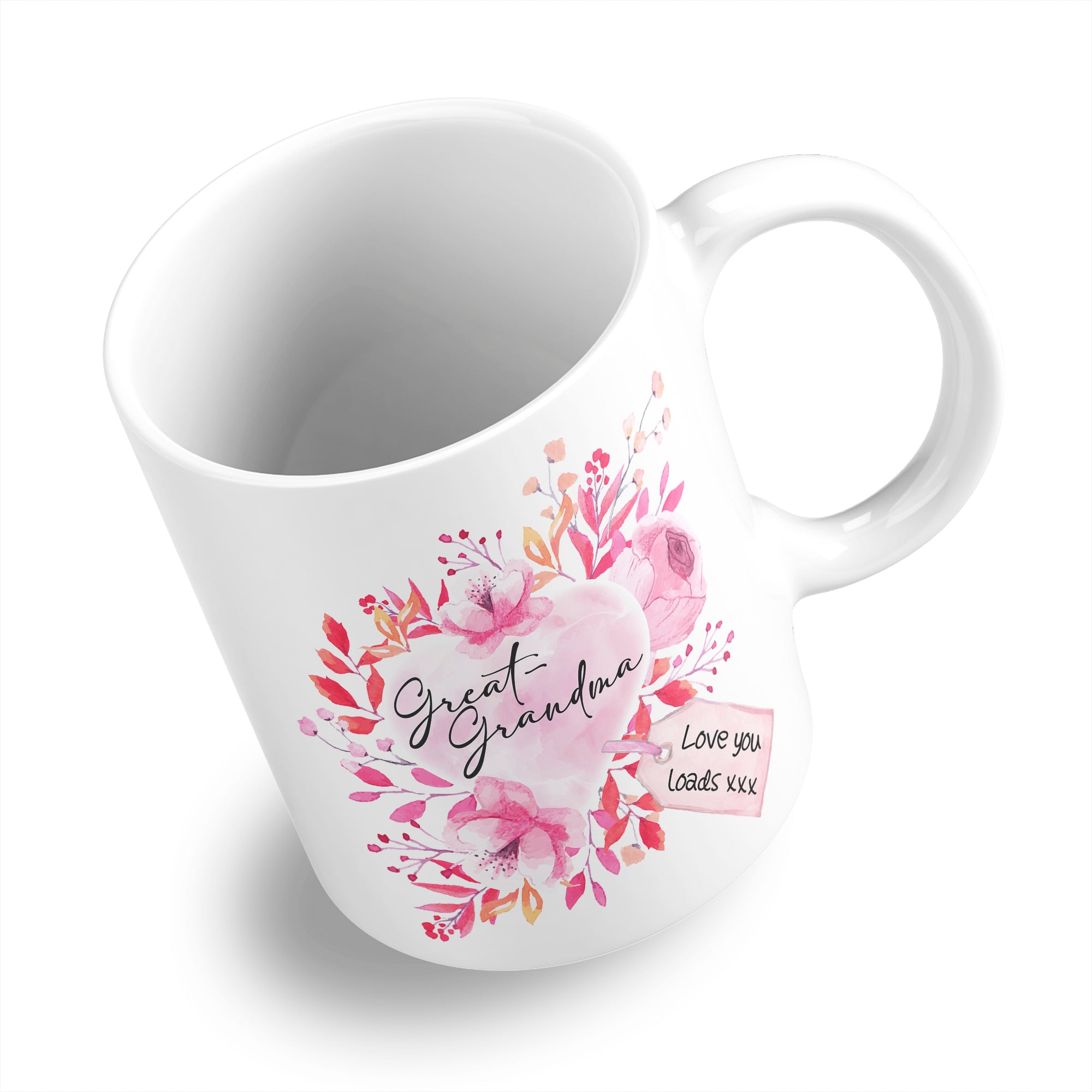Floral Watercolour Heart With Tag (Relation) Ceramic Coffee / Tea Mug