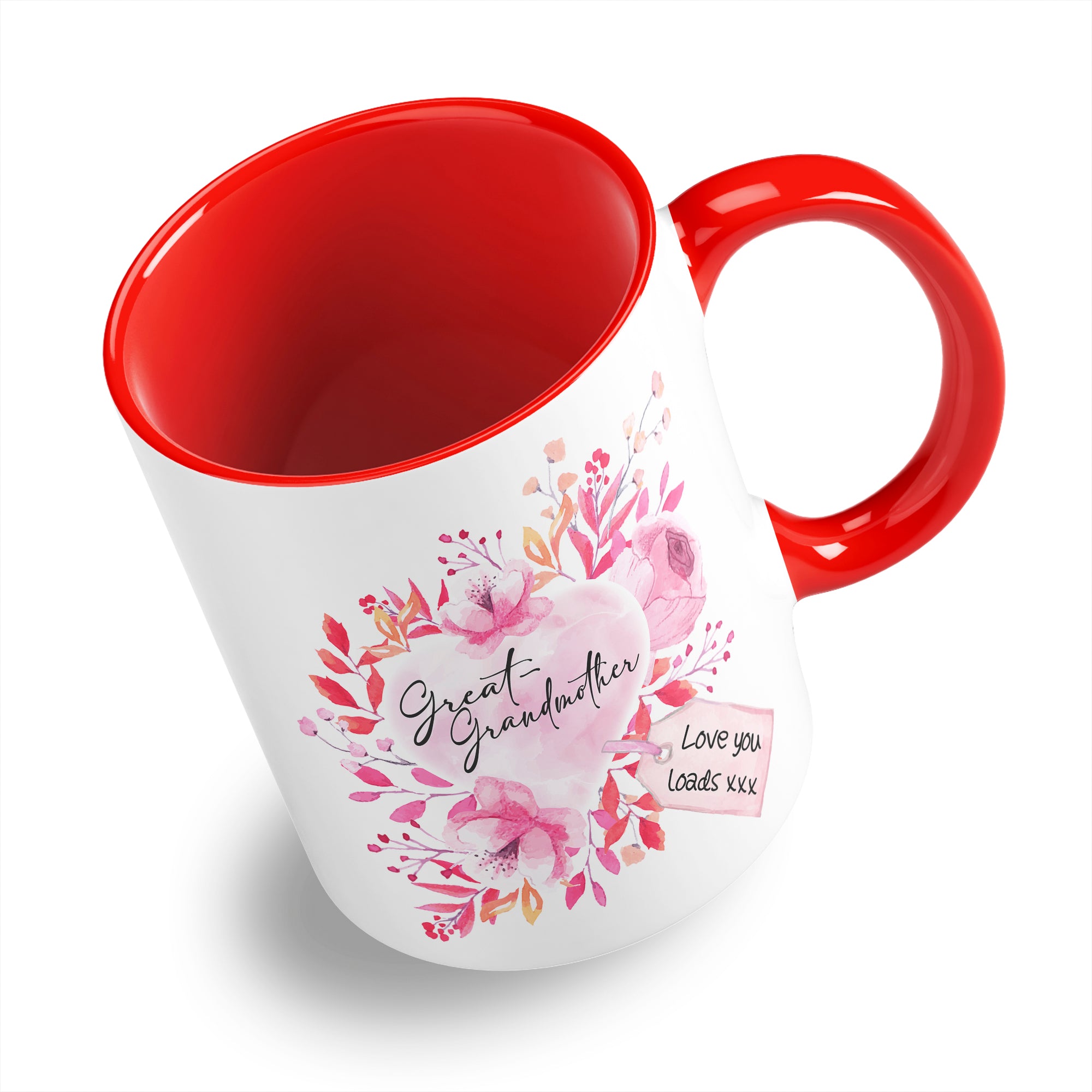 Floral Watercolour Heart With Tag (Relation) Ceramic Coffee / Tea Mug