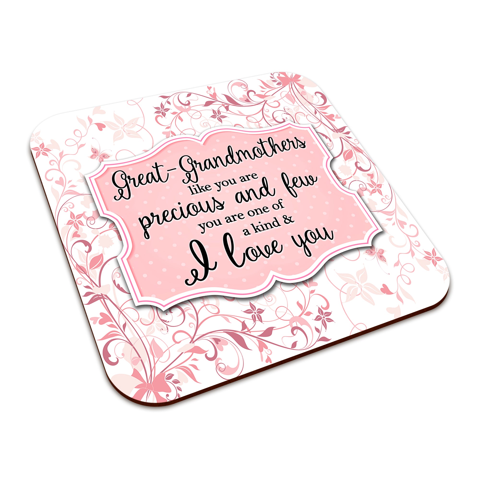 You Are One Of A Kind I Love You (Relation) Floral Square Smooth High-Gloss Finished Coaster