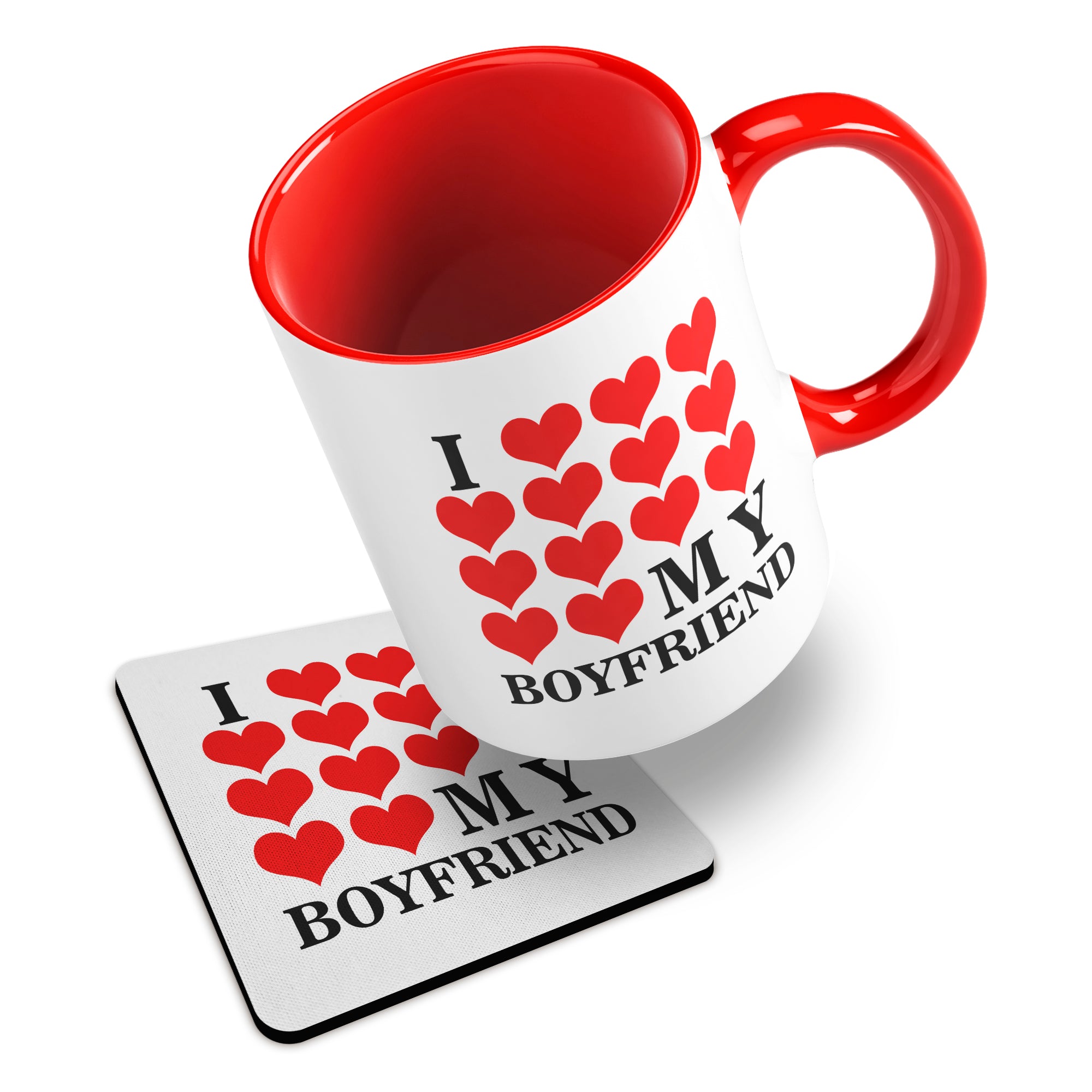 I Love My (Heart Design) Ceramic Mug With Rubber Coaster
