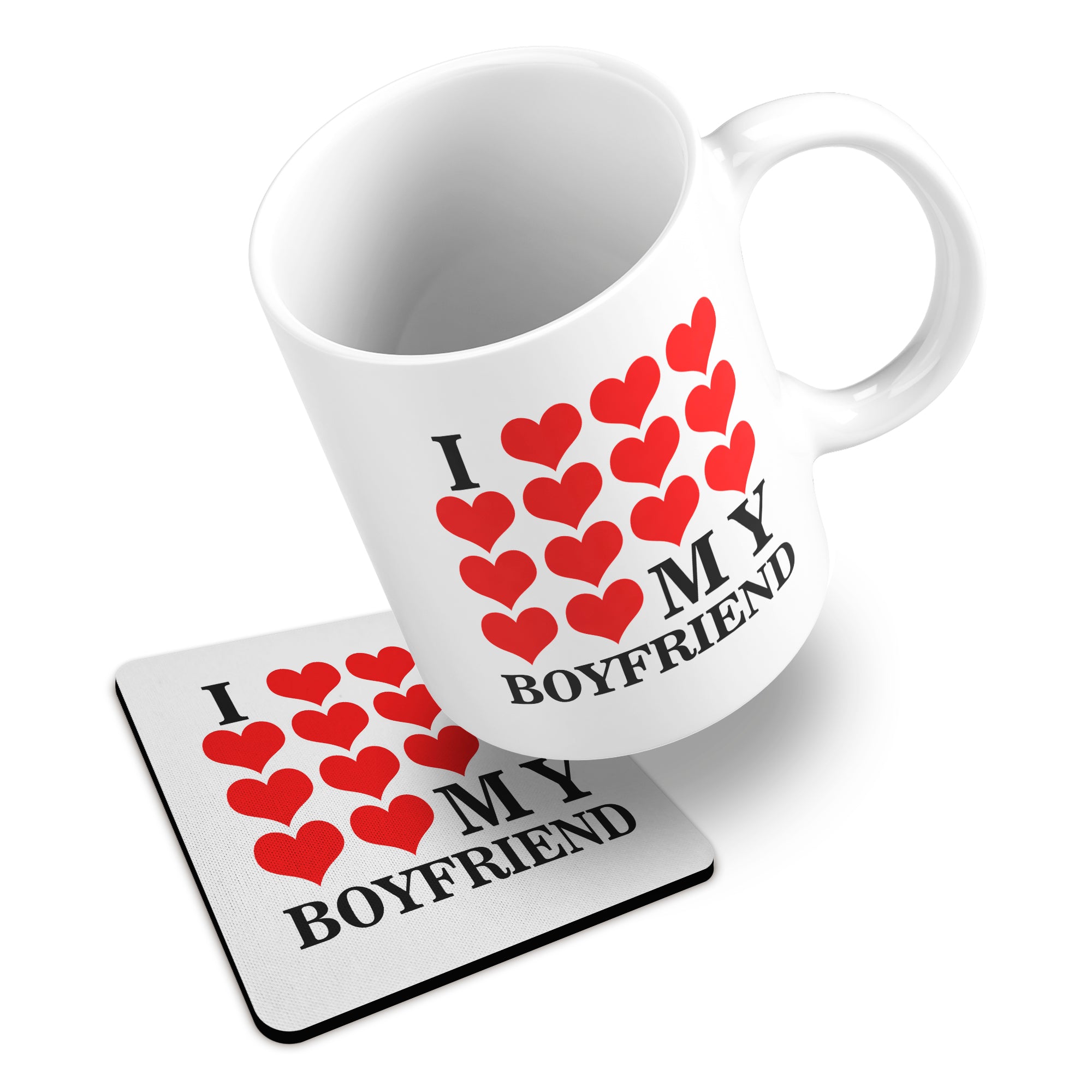 I Love My (Heart Design) Ceramic Mug With Rubber Coaster