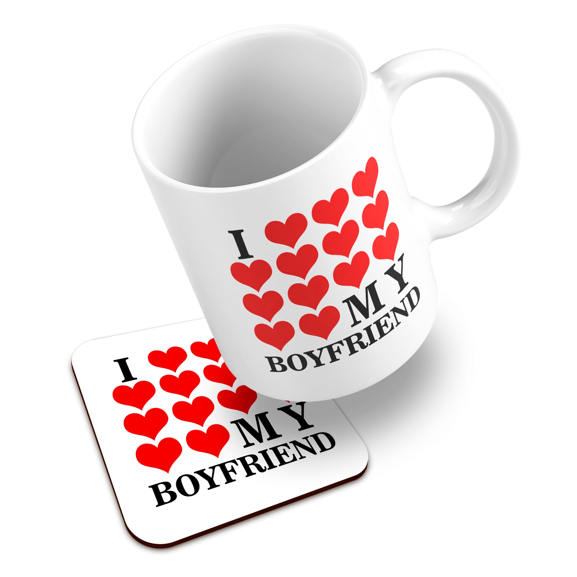 I Love My (Heart Design) Ceramic Mug With High-Gloss Coaster
