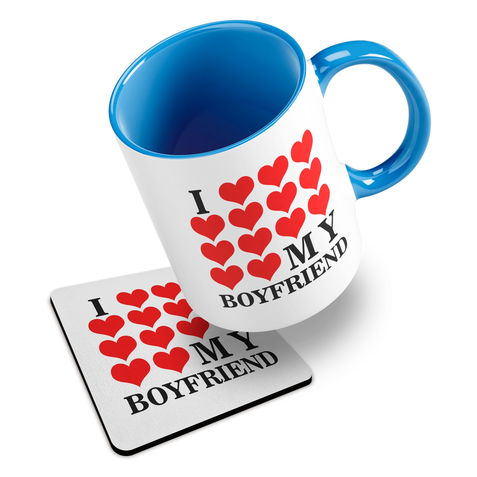 I Love My (Heart Design) Ceramic Mug With Rubber Coaster