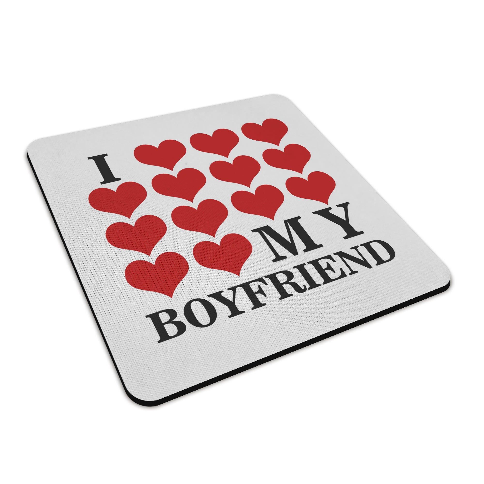 I Love My (Hearts Design) Square Fabric / Rubber Coaster