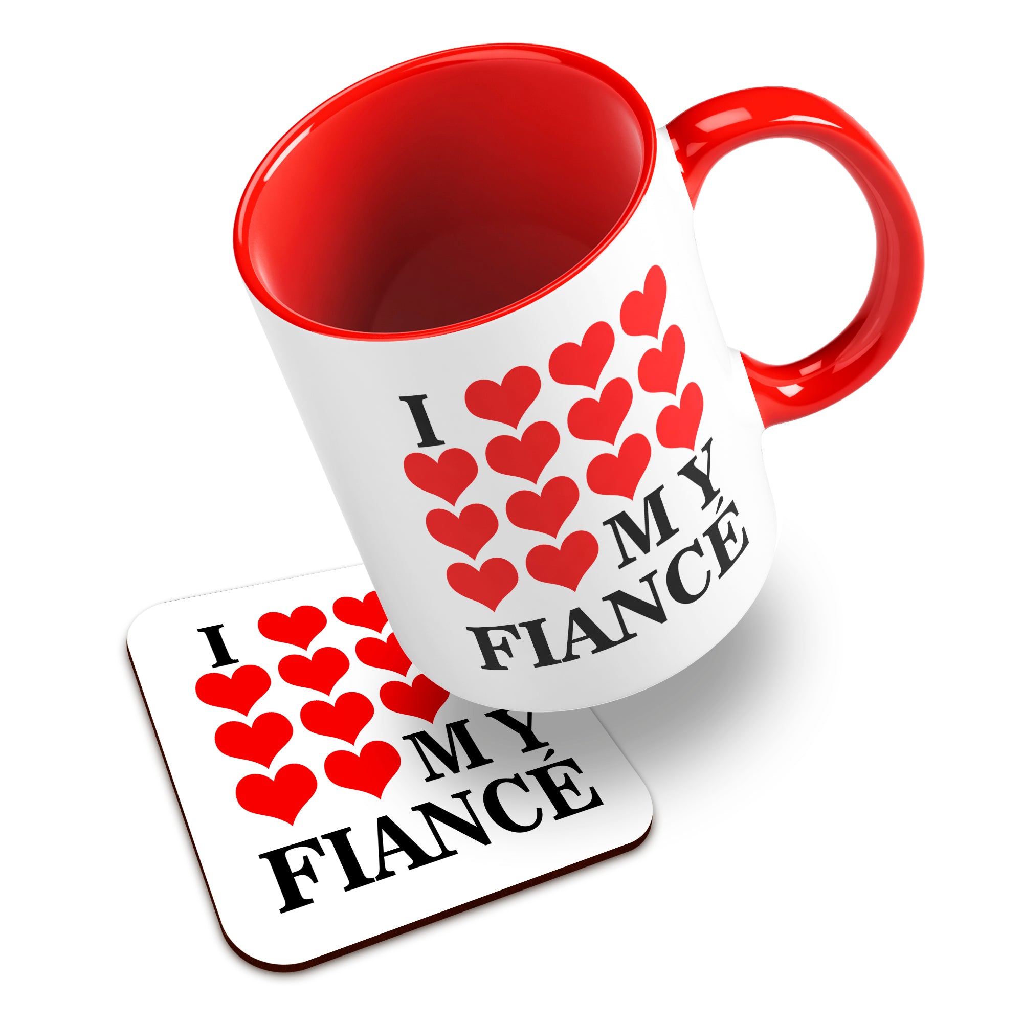 I Love My (Heart Design) Ceramic Mug With High-Gloss Coaster