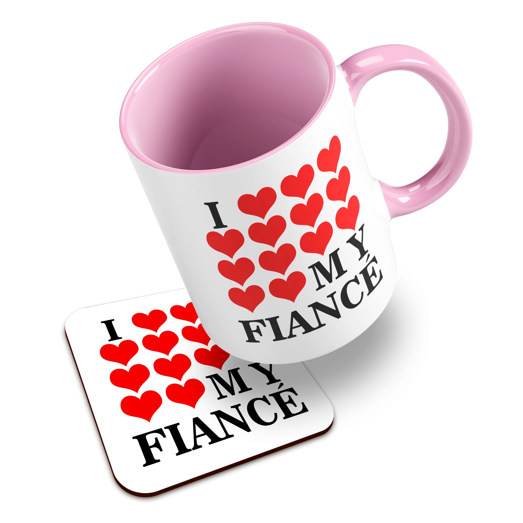 I Love My (Heart Design) Ceramic Mug With High-Gloss Coaster