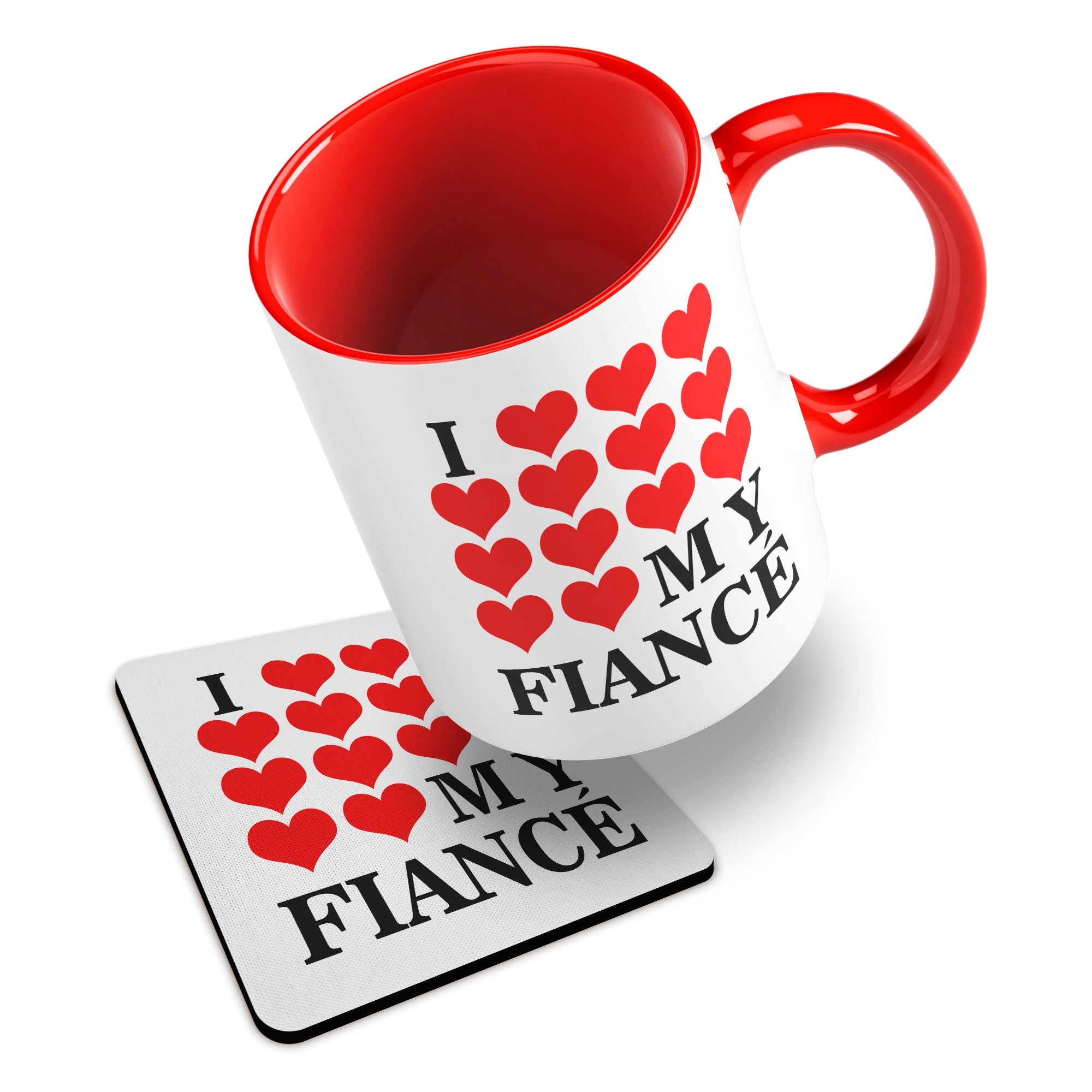 I Love My (Heart Design) Ceramic Mug With Rubber Coaster