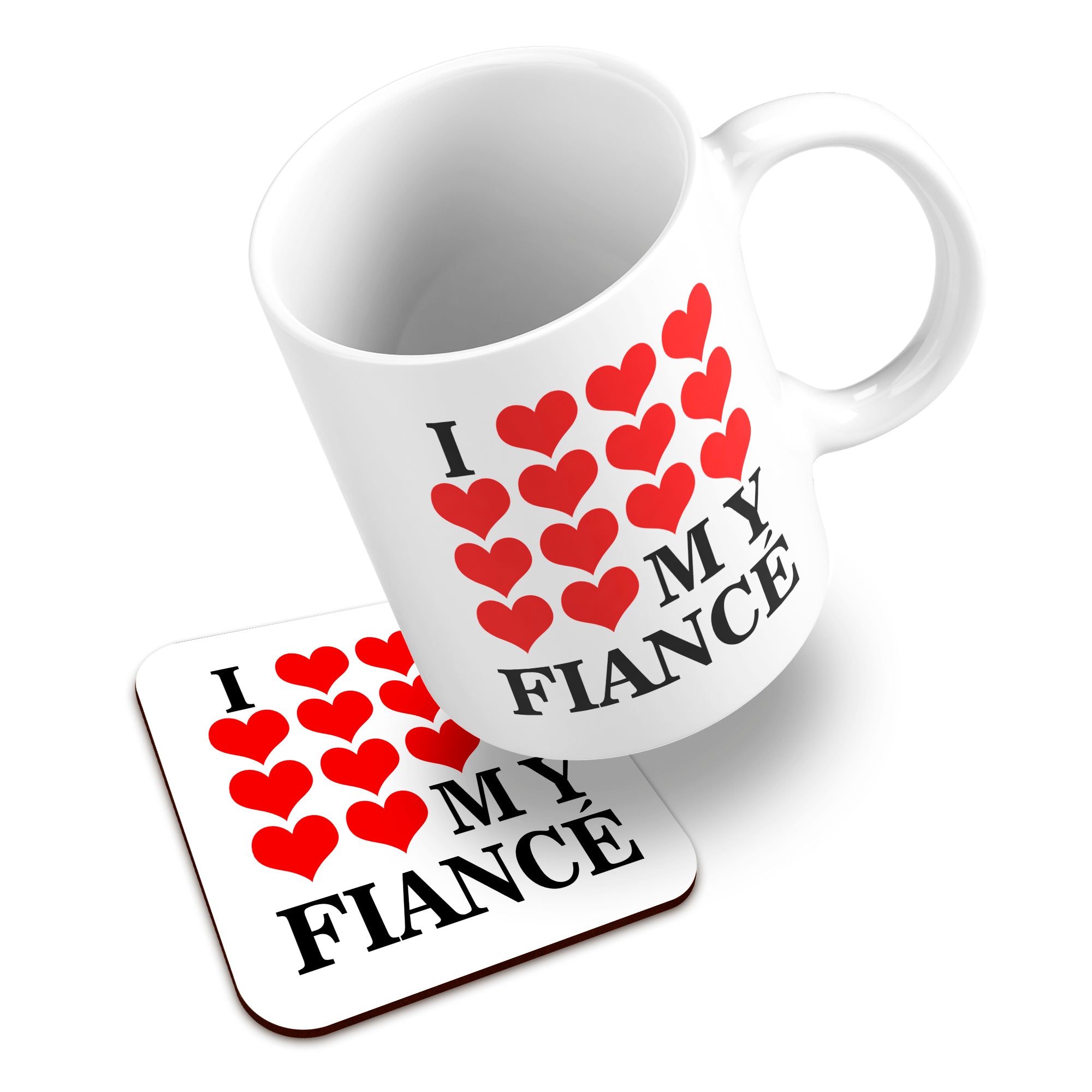 I Love My (Heart Design) Ceramic Mug With High-Gloss Coaster