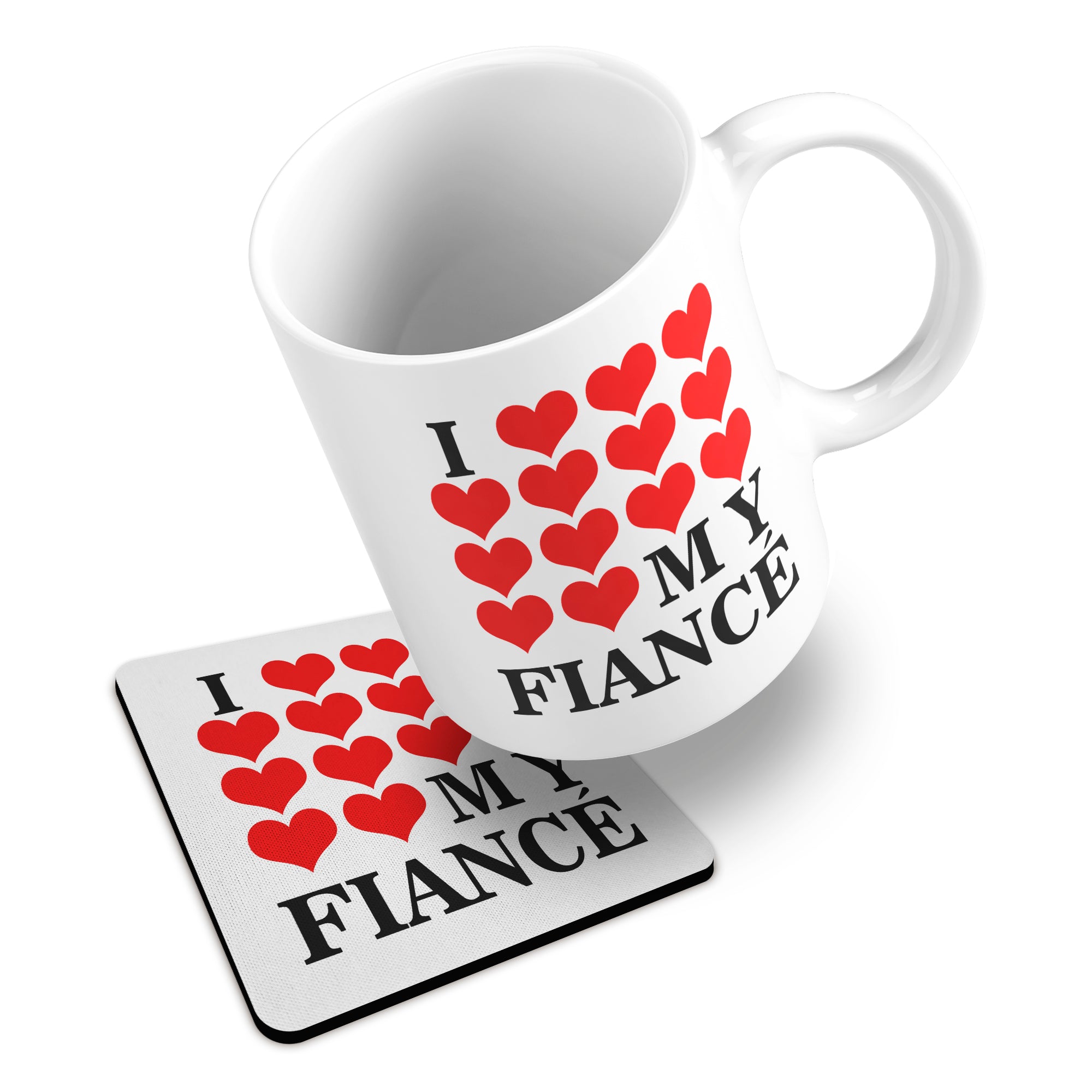 I Love My (Heart Design) Ceramic Mug With Rubber Coaster