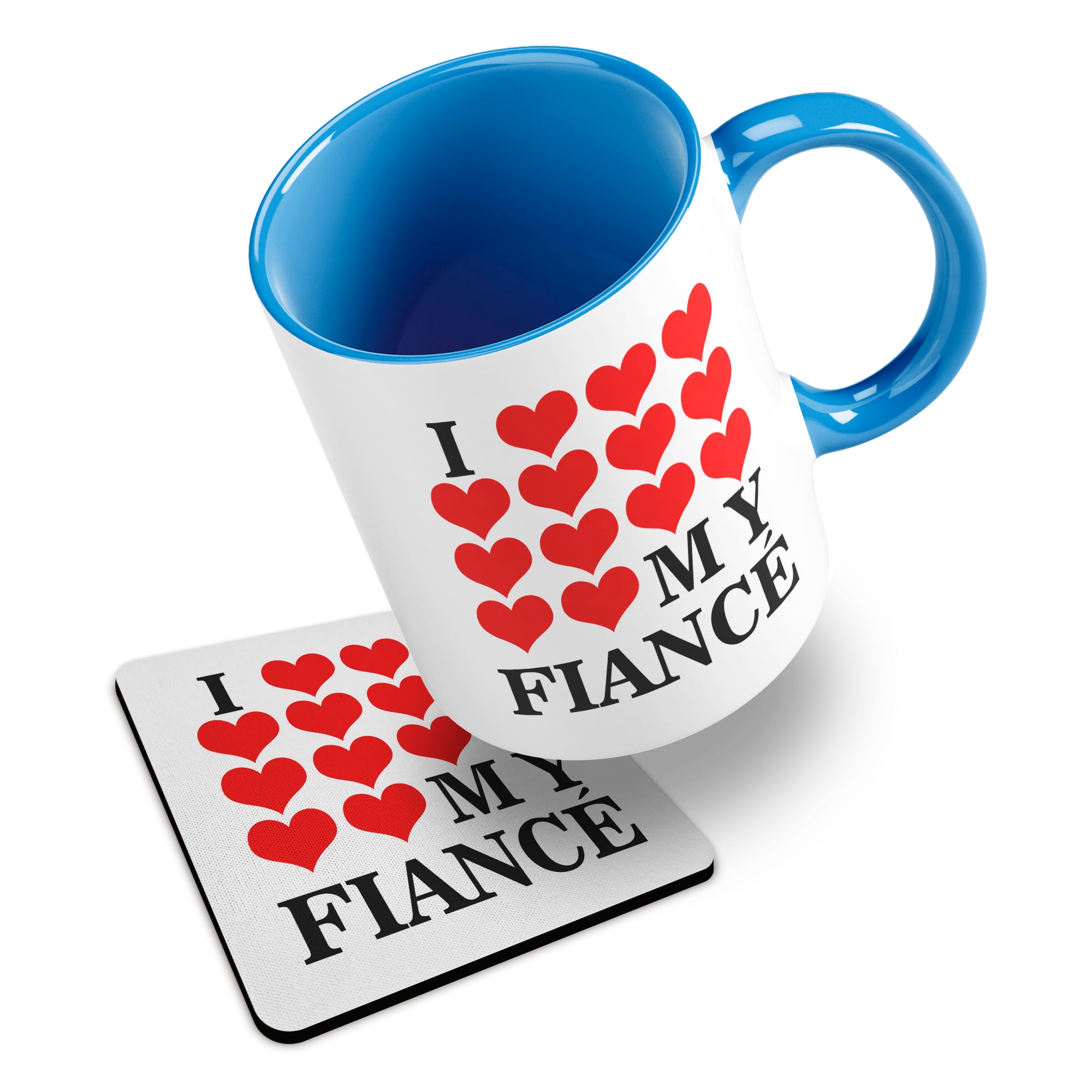 I Love My (Heart Design) Ceramic Mug With Rubber Coaster