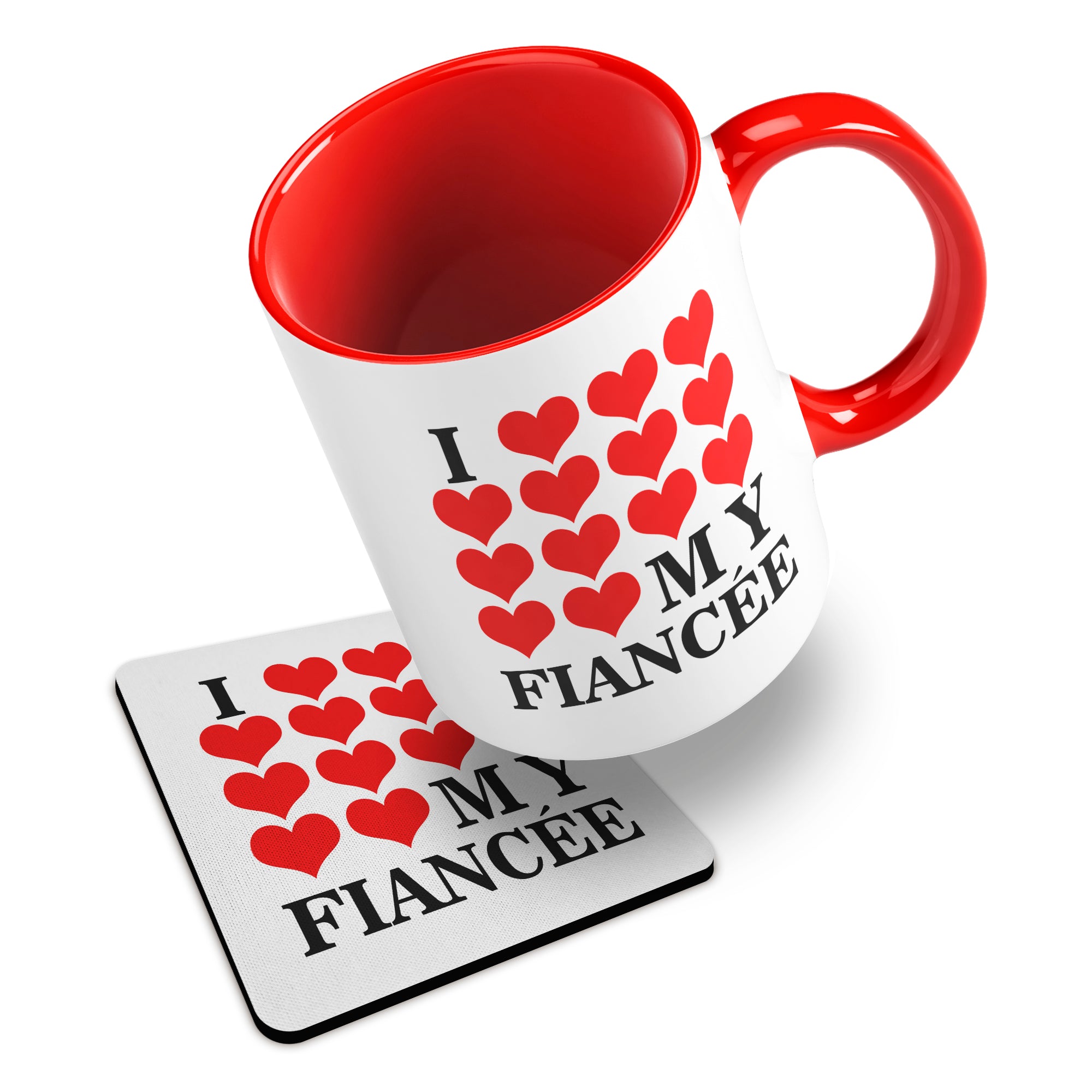 I Love My (Heart Design) Ceramic Mug With Rubber Coaster