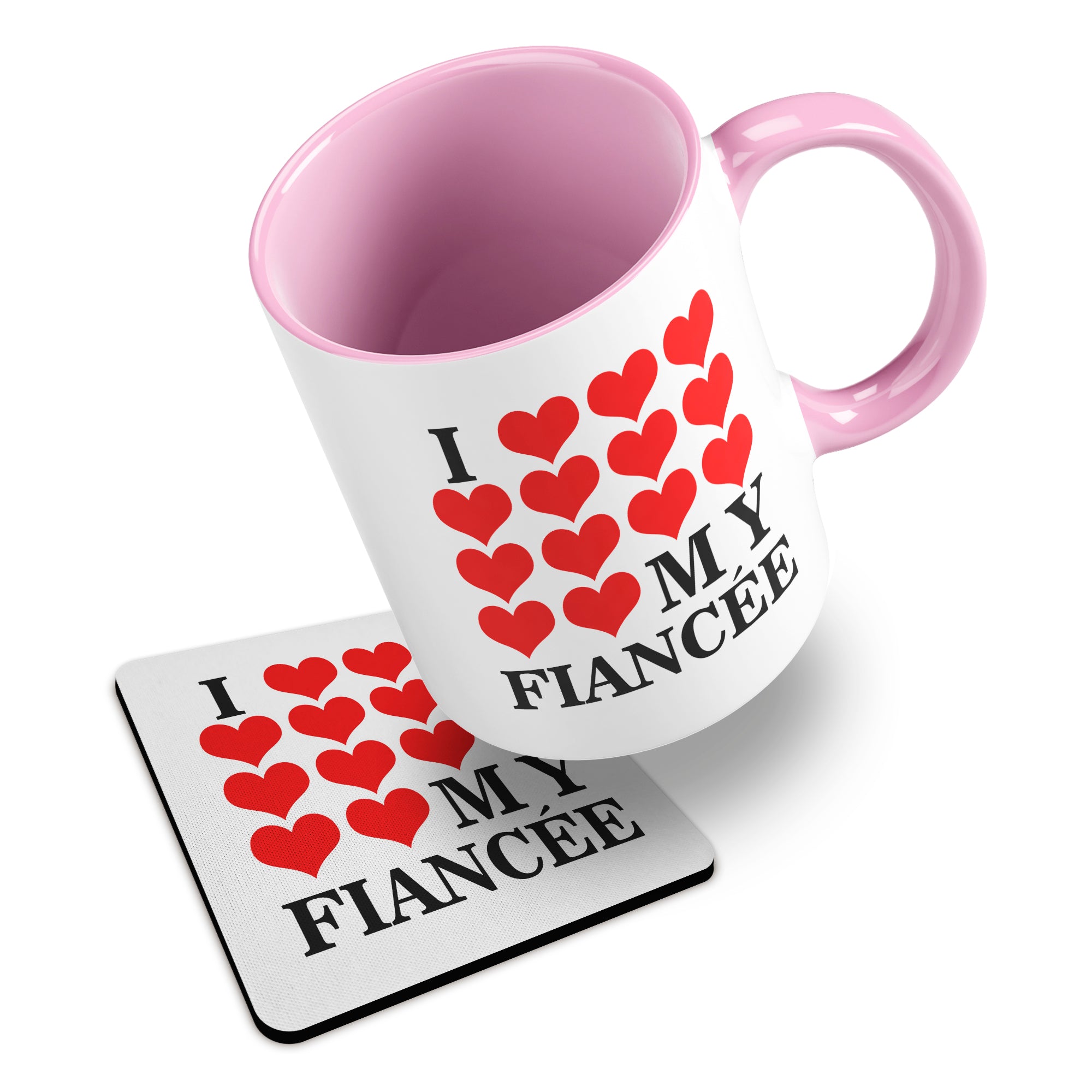 I Love My (Heart Design) Ceramic Mug With Rubber Coaster