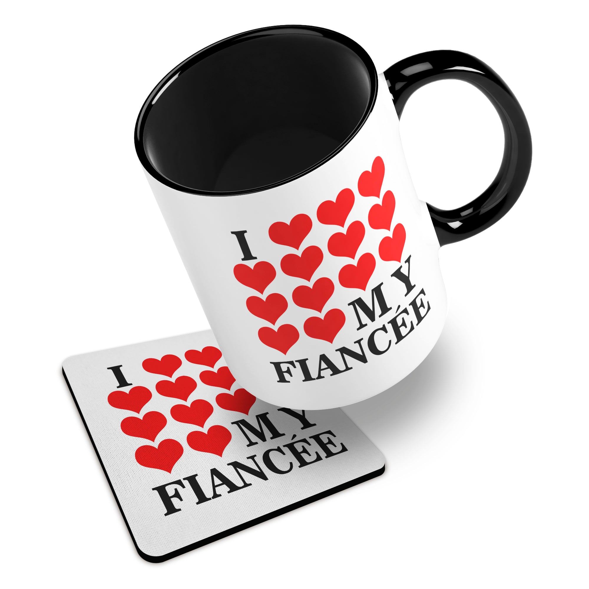 I Love My (Heart Design) Ceramic Mug With Rubber Coaster