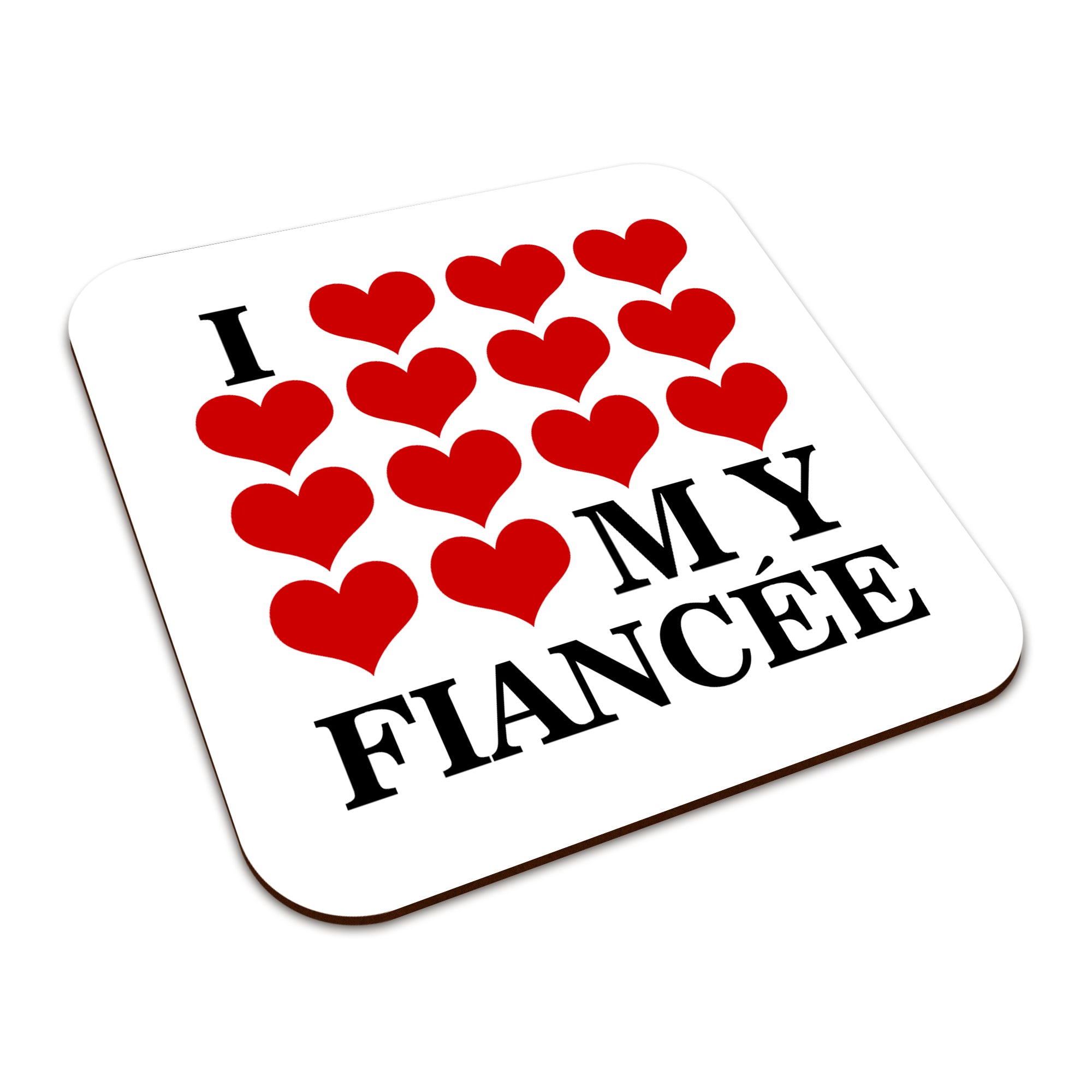 I Love My (Heart Design) Square Smooth High-Gloss Finished Coaster