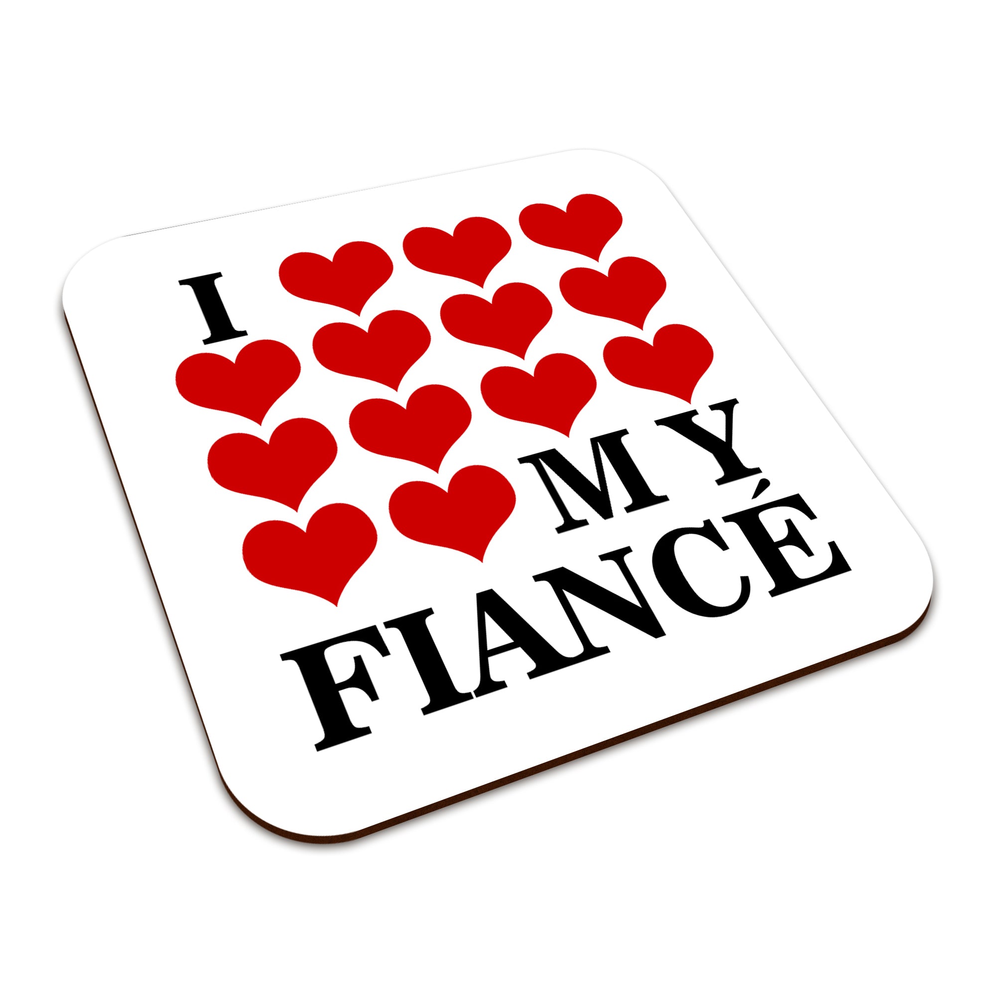 I Love My (Heart Design) Square Smooth High-Gloss Finished Coaster