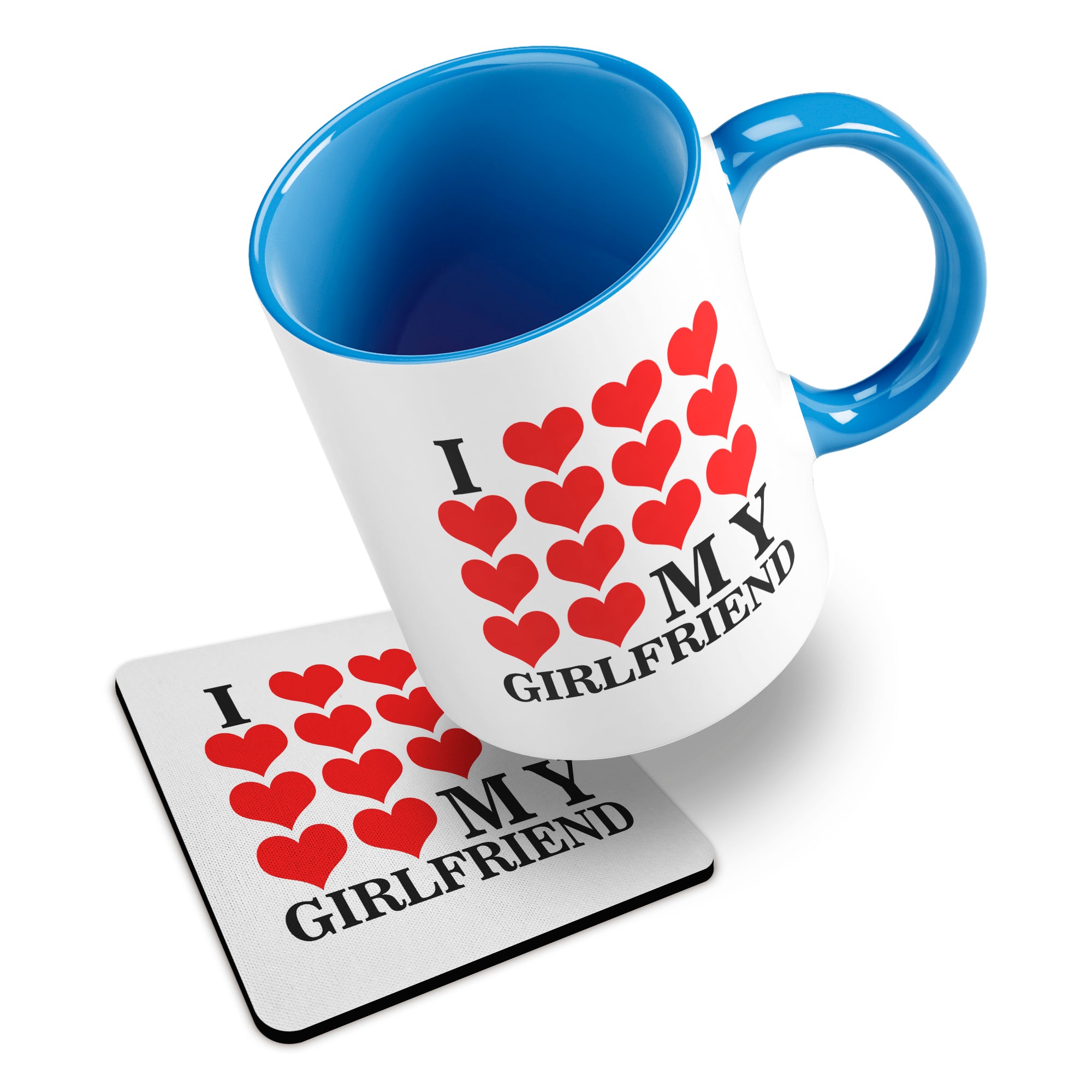 I Love My (Heart Design) Ceramic Mug With Rubber Coaster