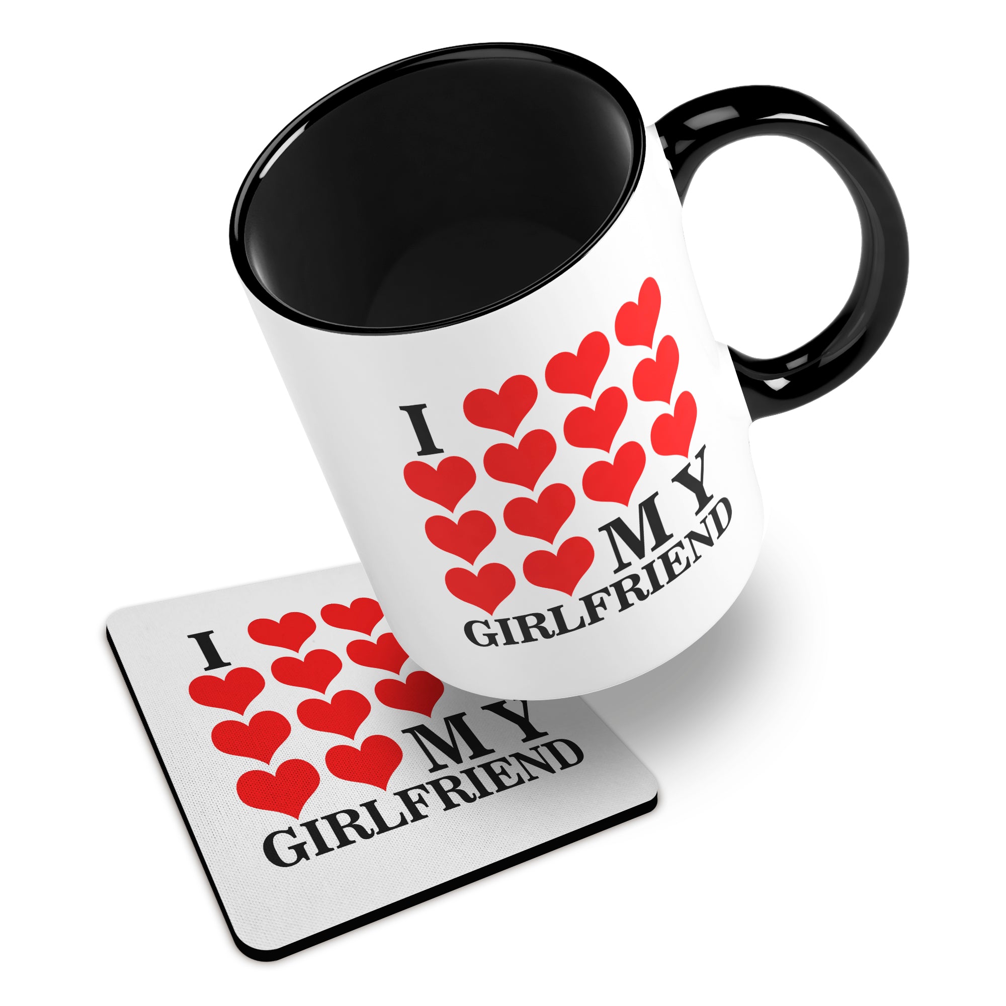 I Love My (Heart Design) Ceramic Mug With Rubber Coaster