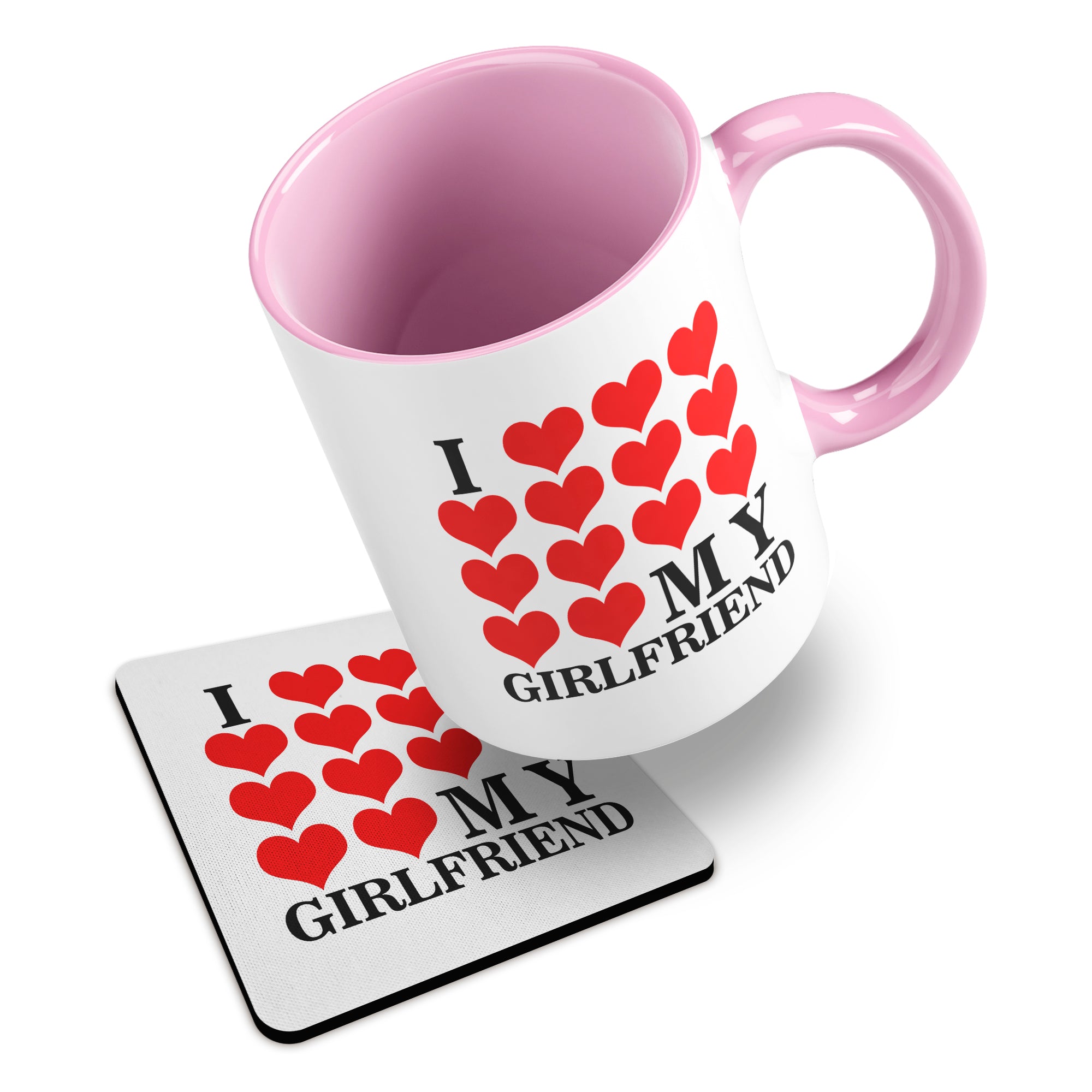I Love My (Heart Design) Ceramic Mug With Rubber Coaster