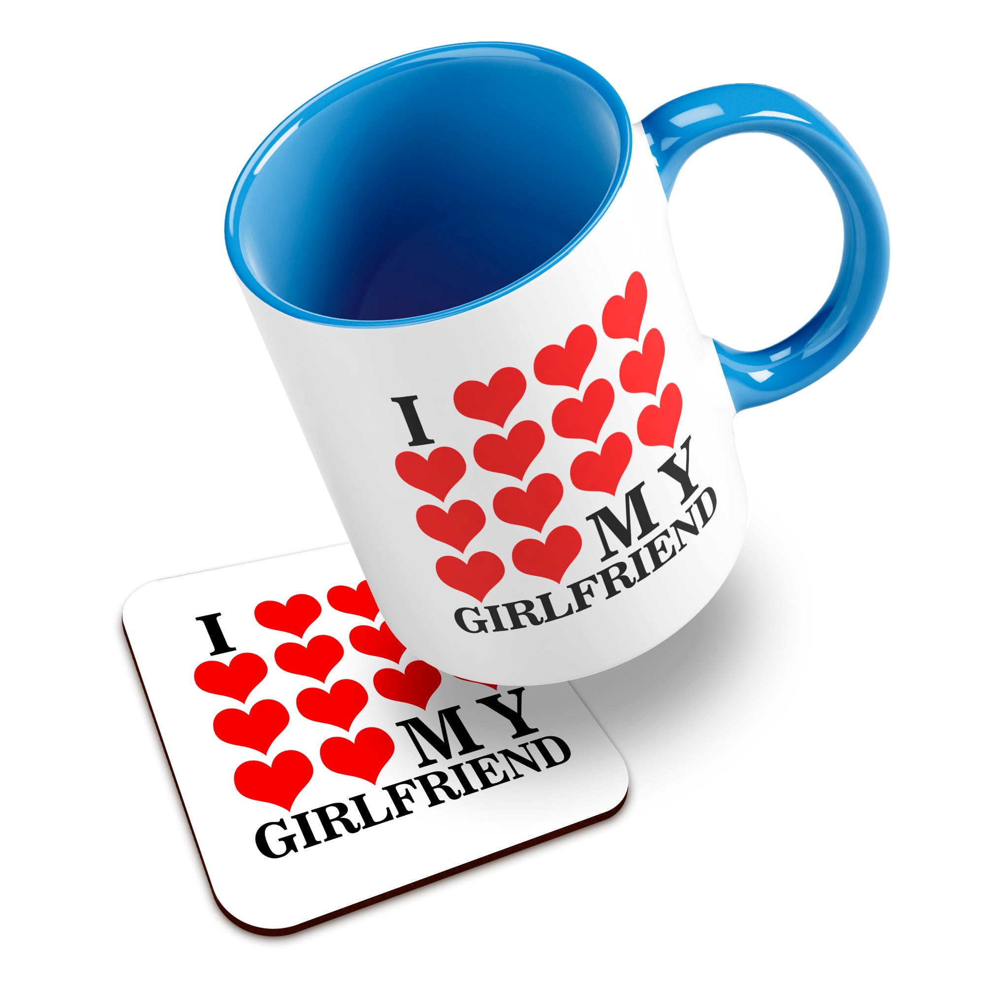 I Love My (Heart Design) Ceramic Mug With High-Gloss Coaster