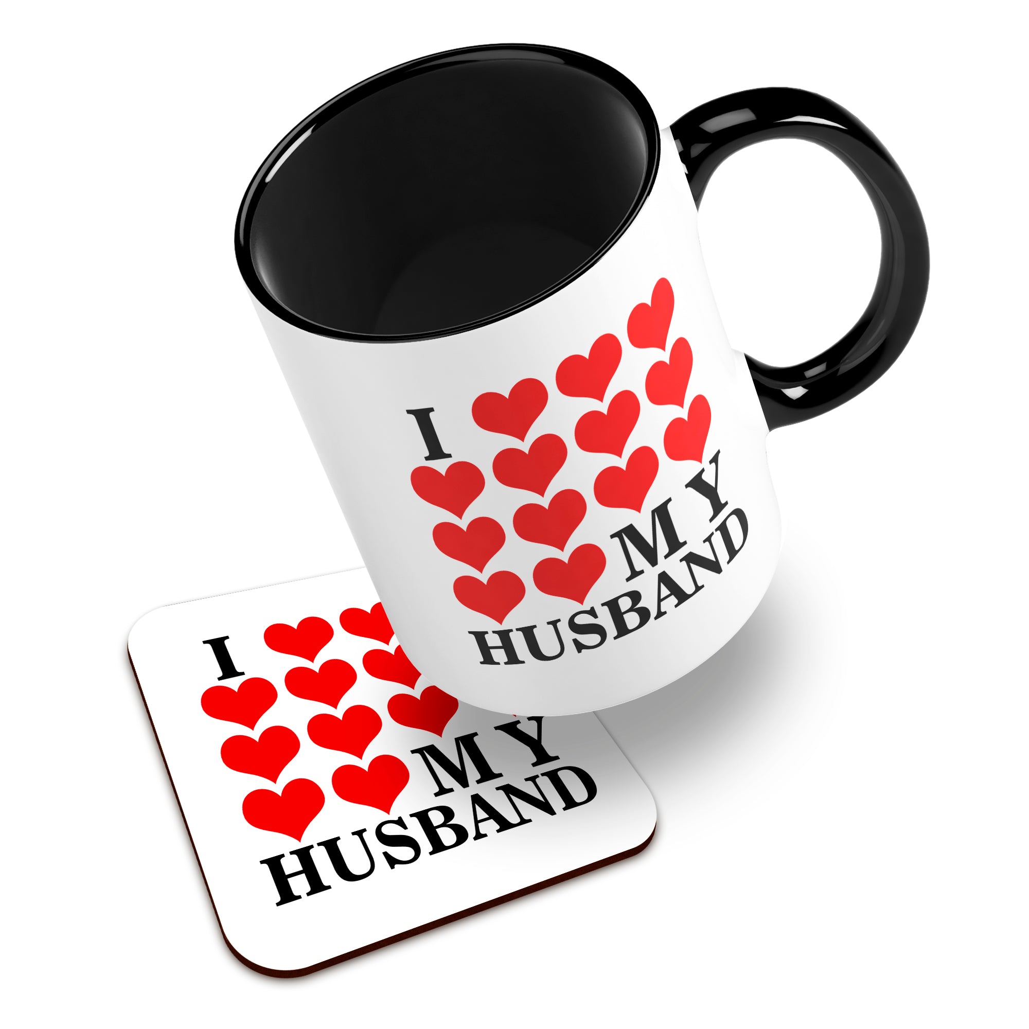 I Love My (Heart Design) Ceramic Mug With High-Gloss Coaster