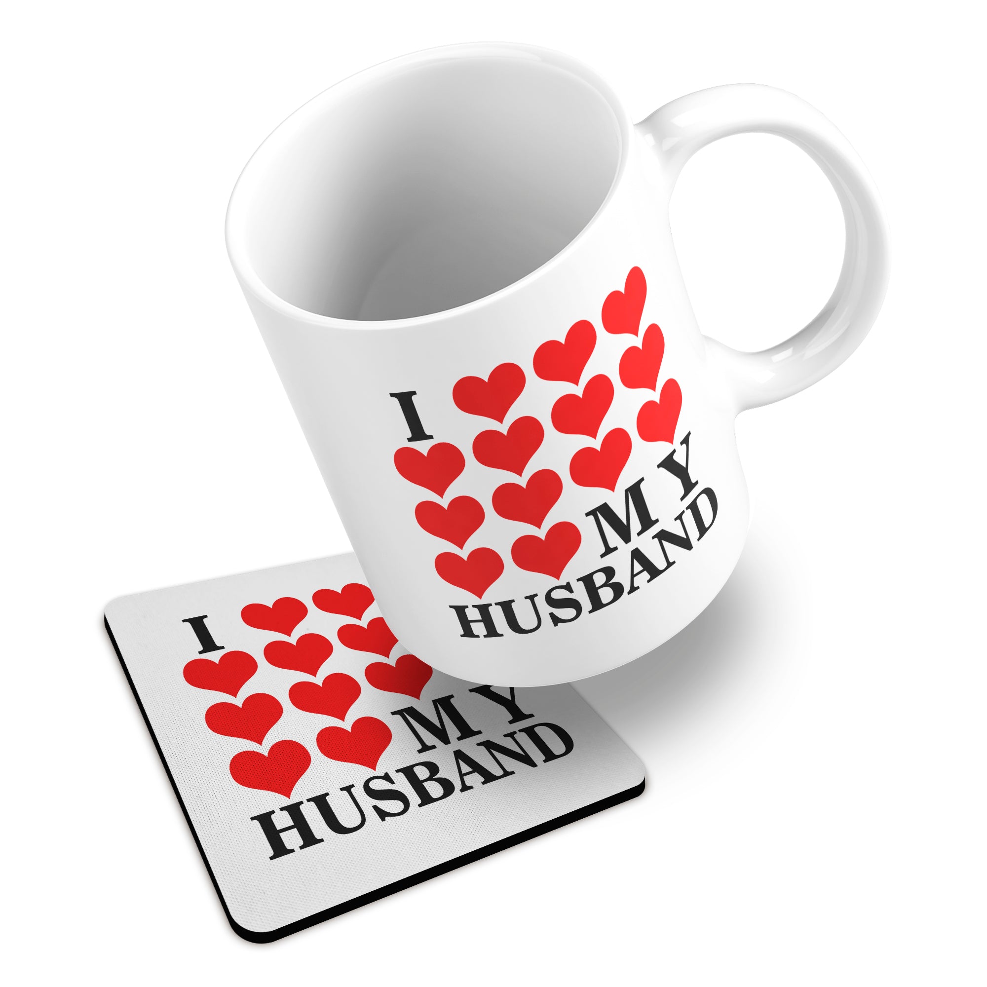 I Love My (Heart Design) Ceramic Mug With Rubber Coaster