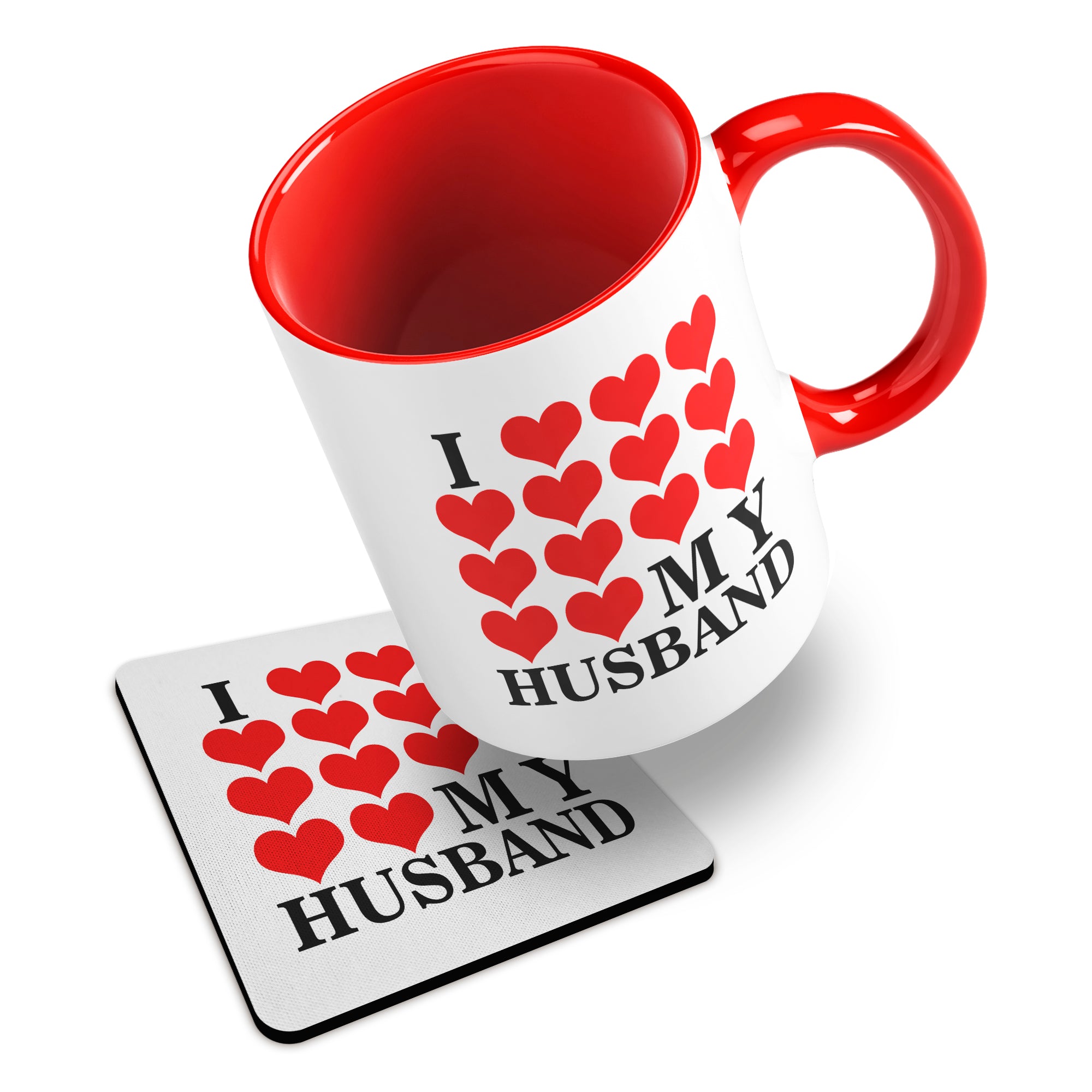 I Love My (Heart Design) Ceramic Mug With Rubber Coaster