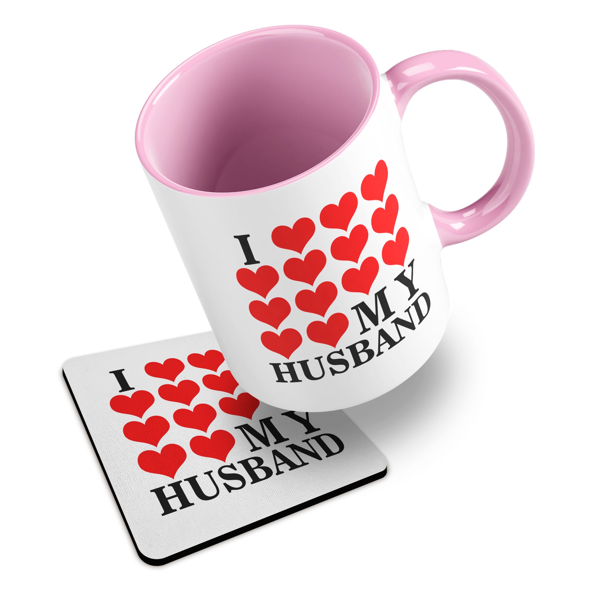 I Love My (Heart Design) Ceramic Mug With Rubber Coaster