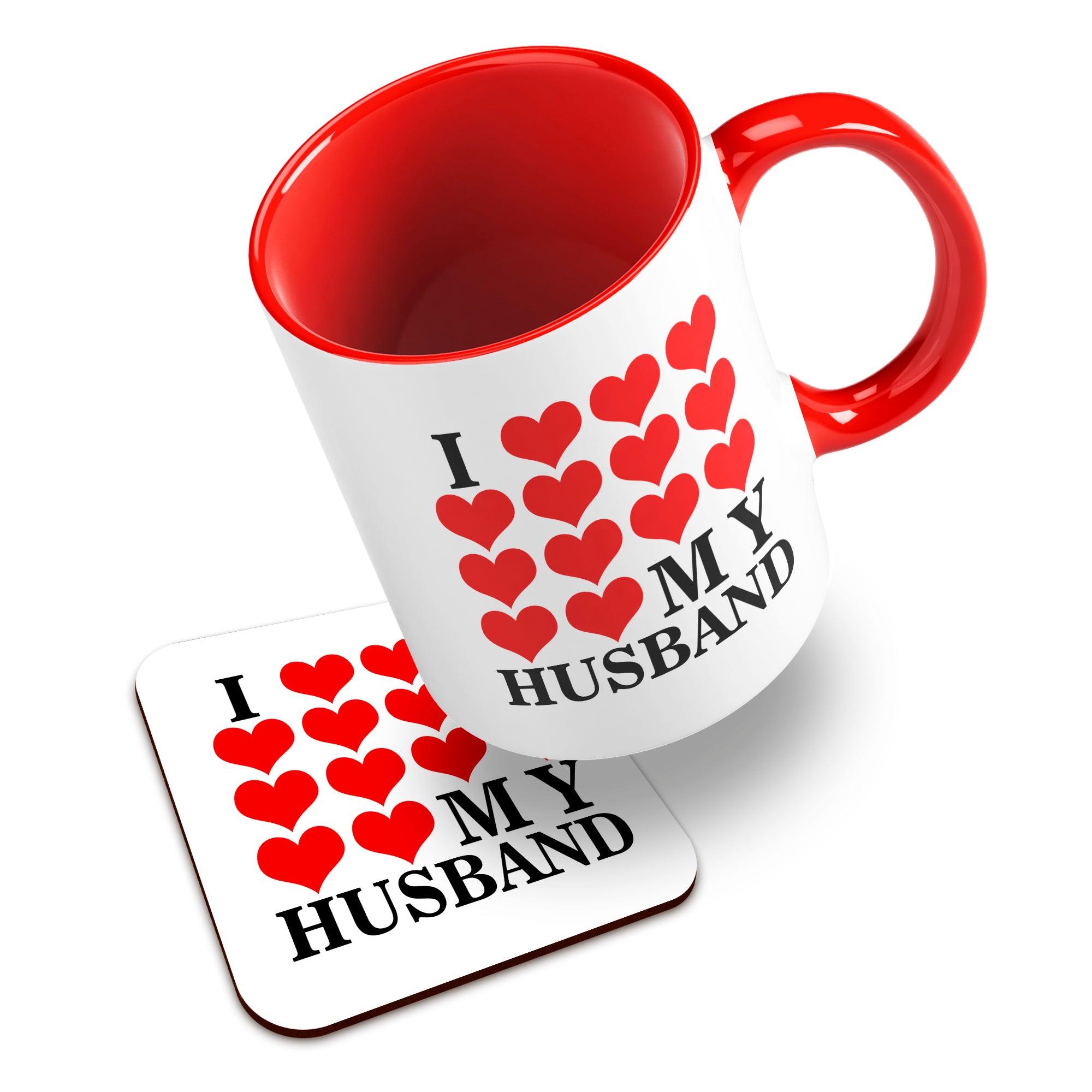 I Love My (Heart Design) Ceramic Mug With High-Gloss Coaster
